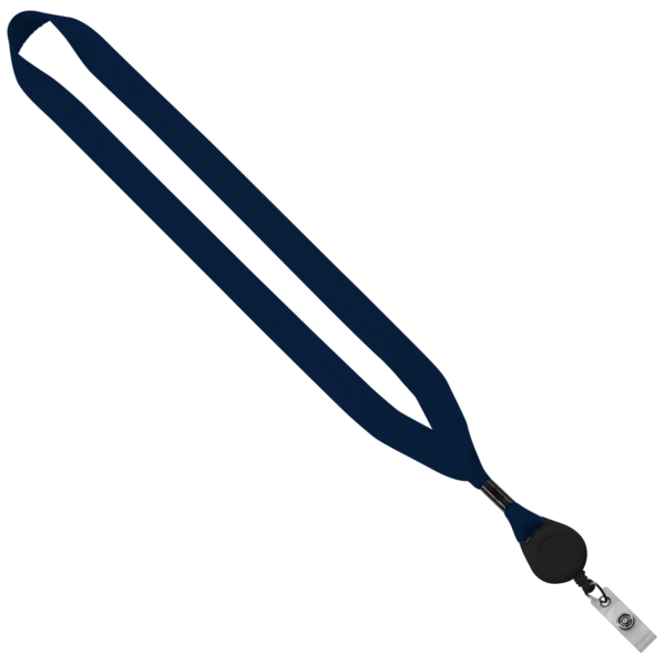 3/4" Polyester Lanyard with Metal Crimp & Retractable Badge Reel 387