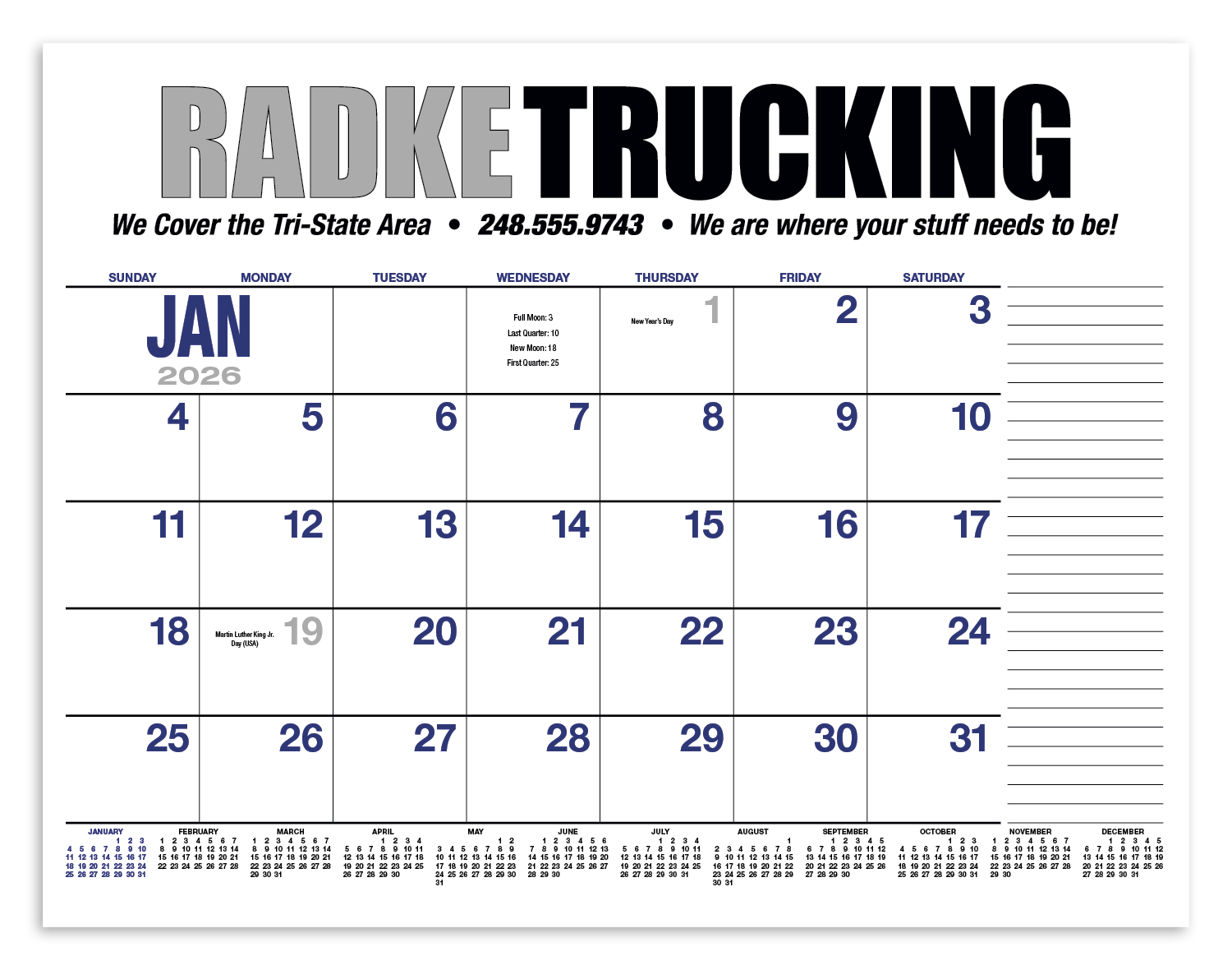 HotLine® Products 13-Month Desk Pad Calendar 47