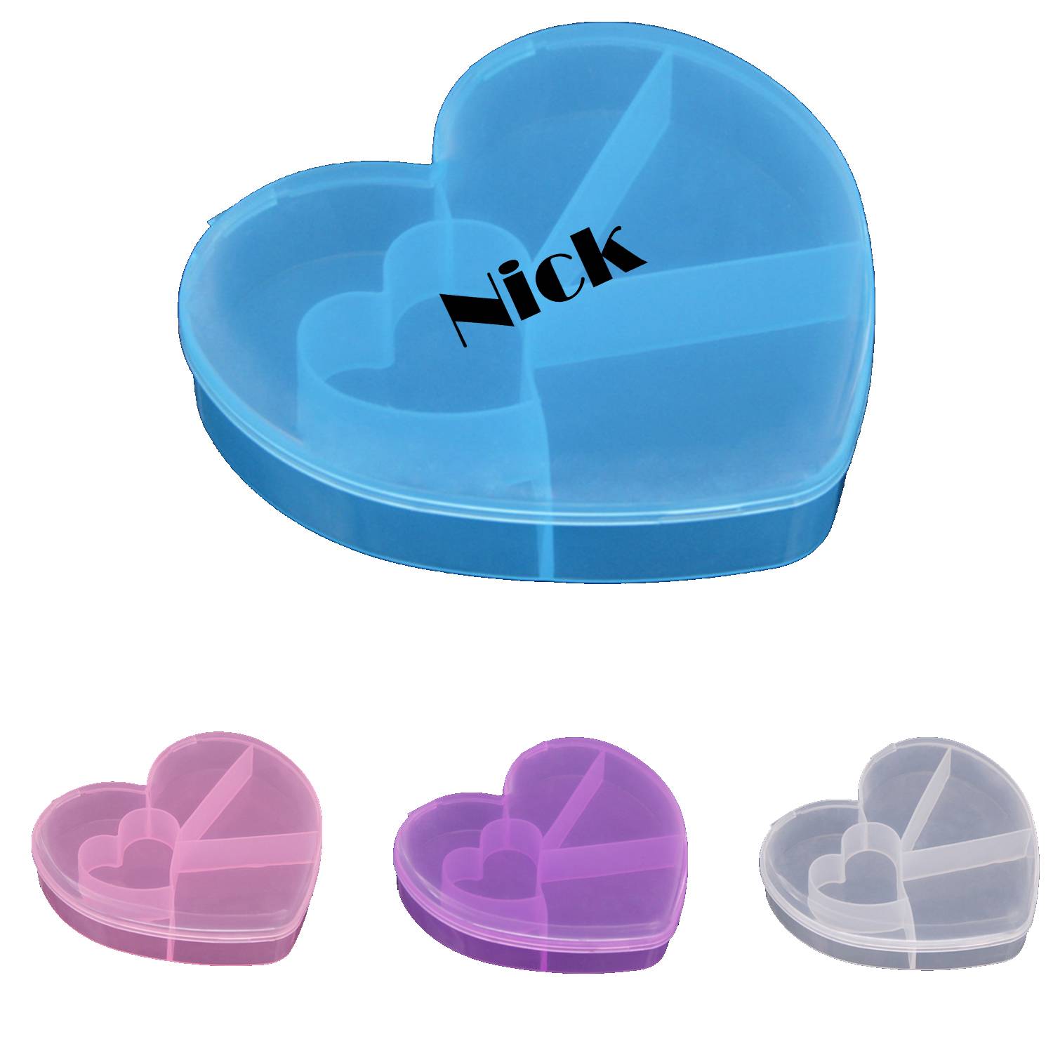 5 Compartments Clear Plastic Heart Shaped Organizer 2