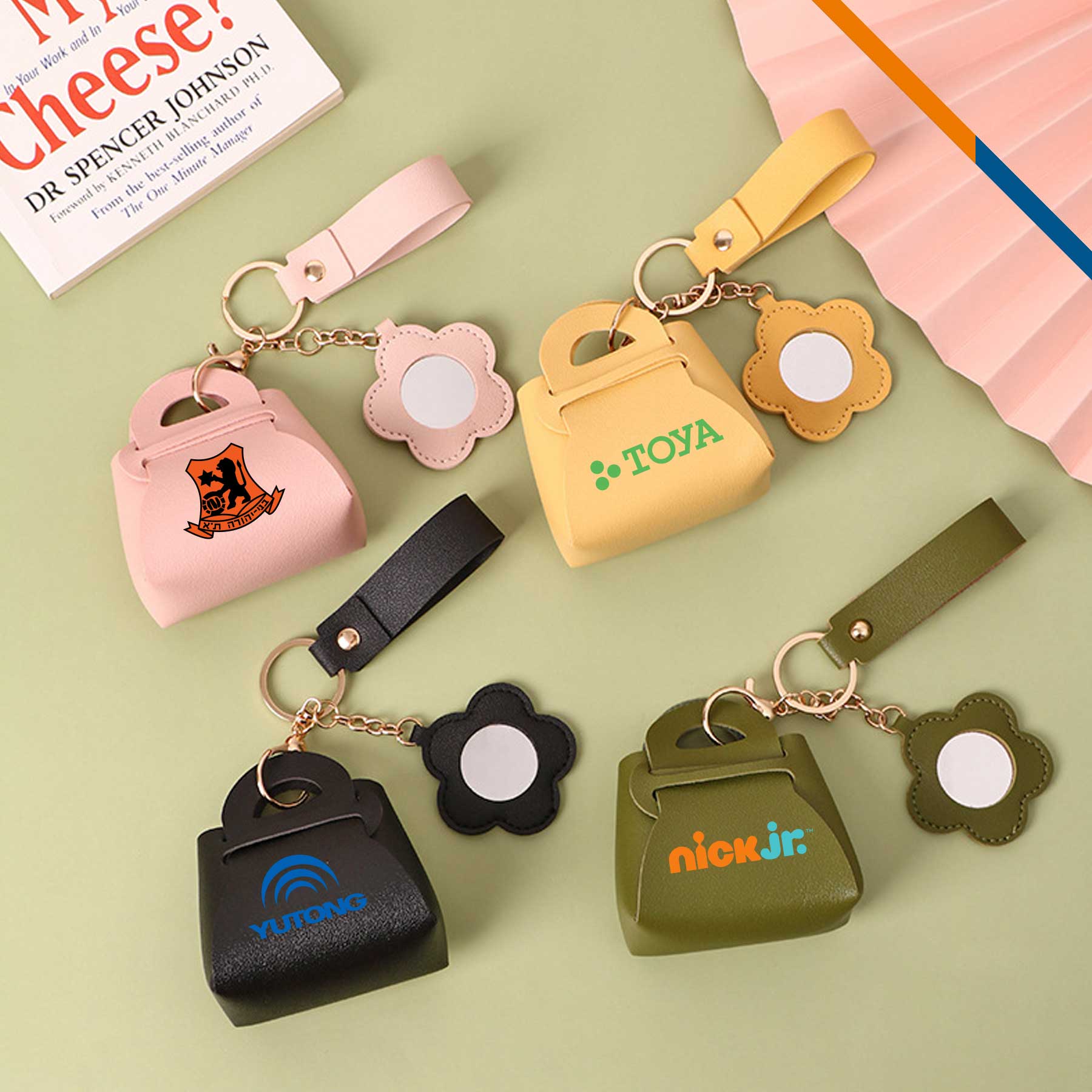 Ticase Mini PU Leather Mirror Coin Keychain Purse 3
