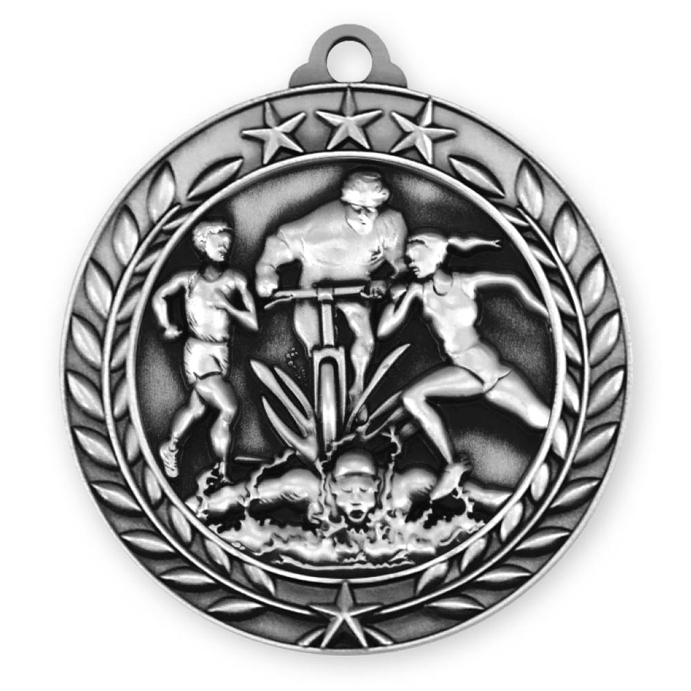 Triathlon Wreath Award Medallion (1-3/4") 3