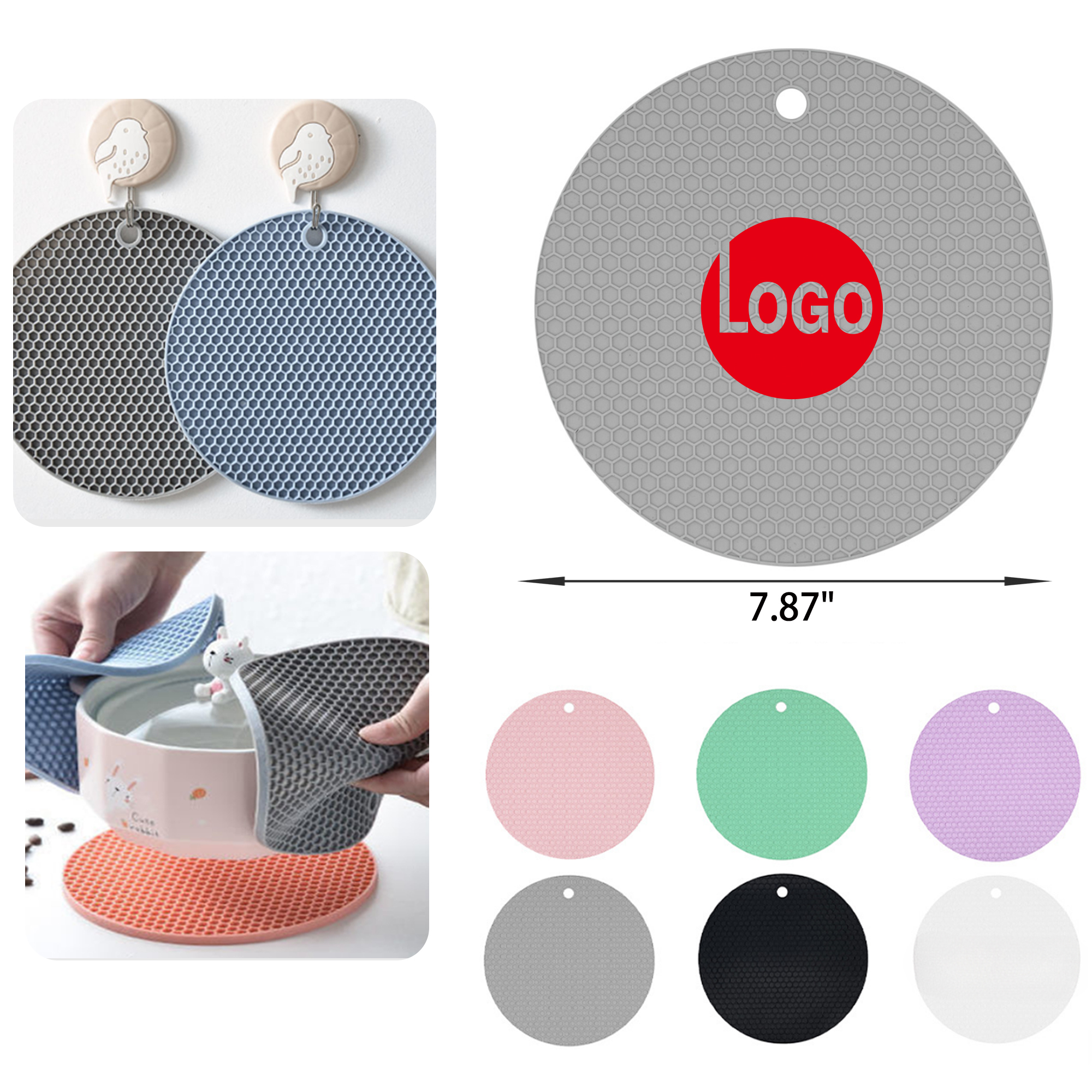 MOQ 50 PCS Durable Honeycomb Silicone Pot Holder 7