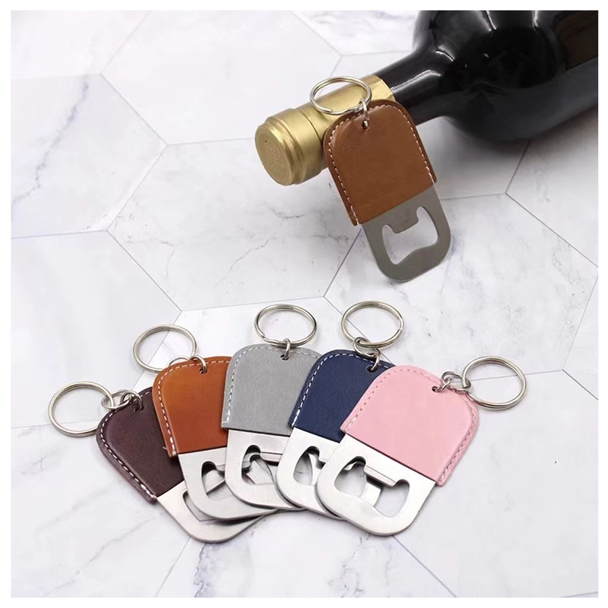 PU Leather Keychain with Bottle Opener 6