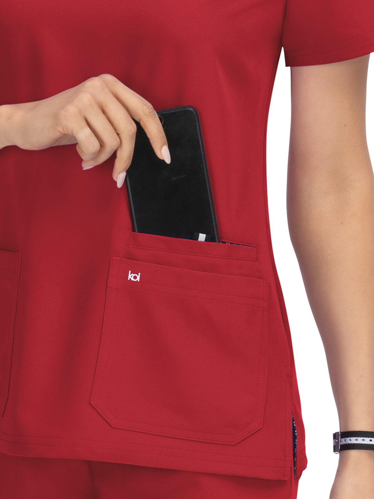 koi - Next Gen - Women's Three-Pocket Wide V-Neck Stretch Hustle and Heart Top 6