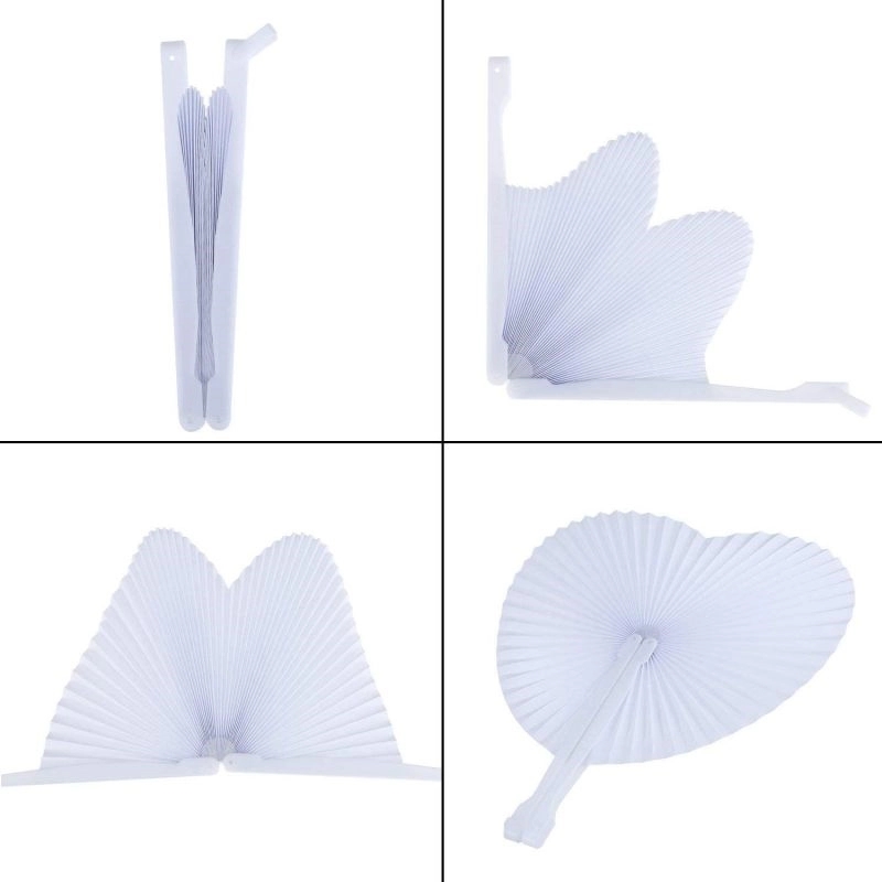 Heart Plastic Handle Paper Folding Fan 4