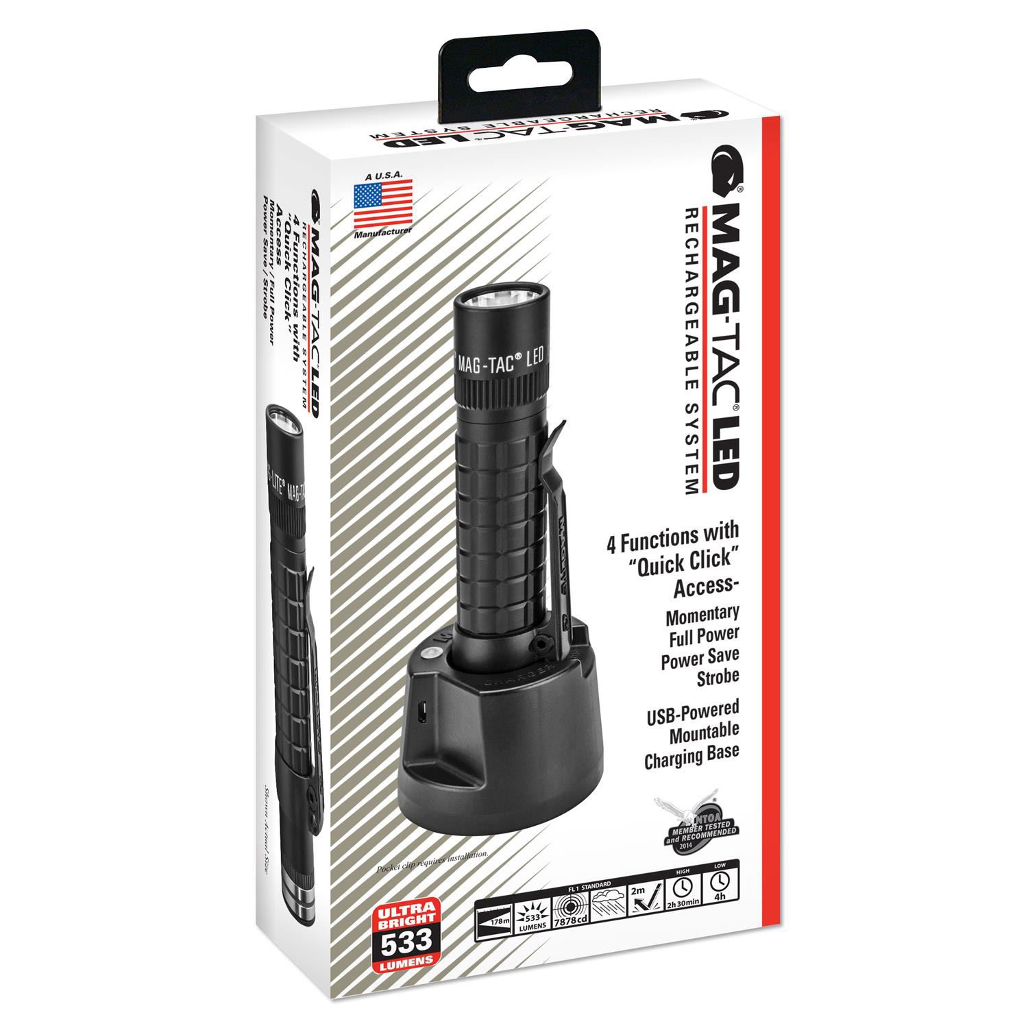 Maglite Magtac LED Rechargeable Flashlight System Plain Bezel 1