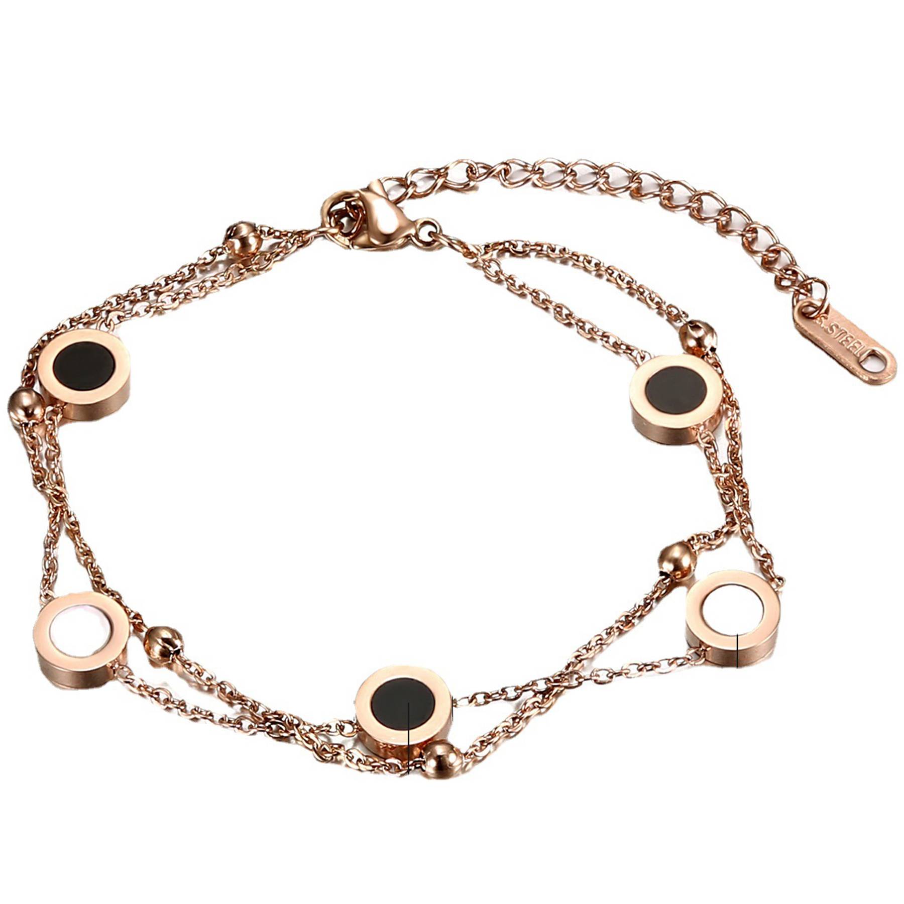 Stainless Steel Simple black and white shell bracelet 5