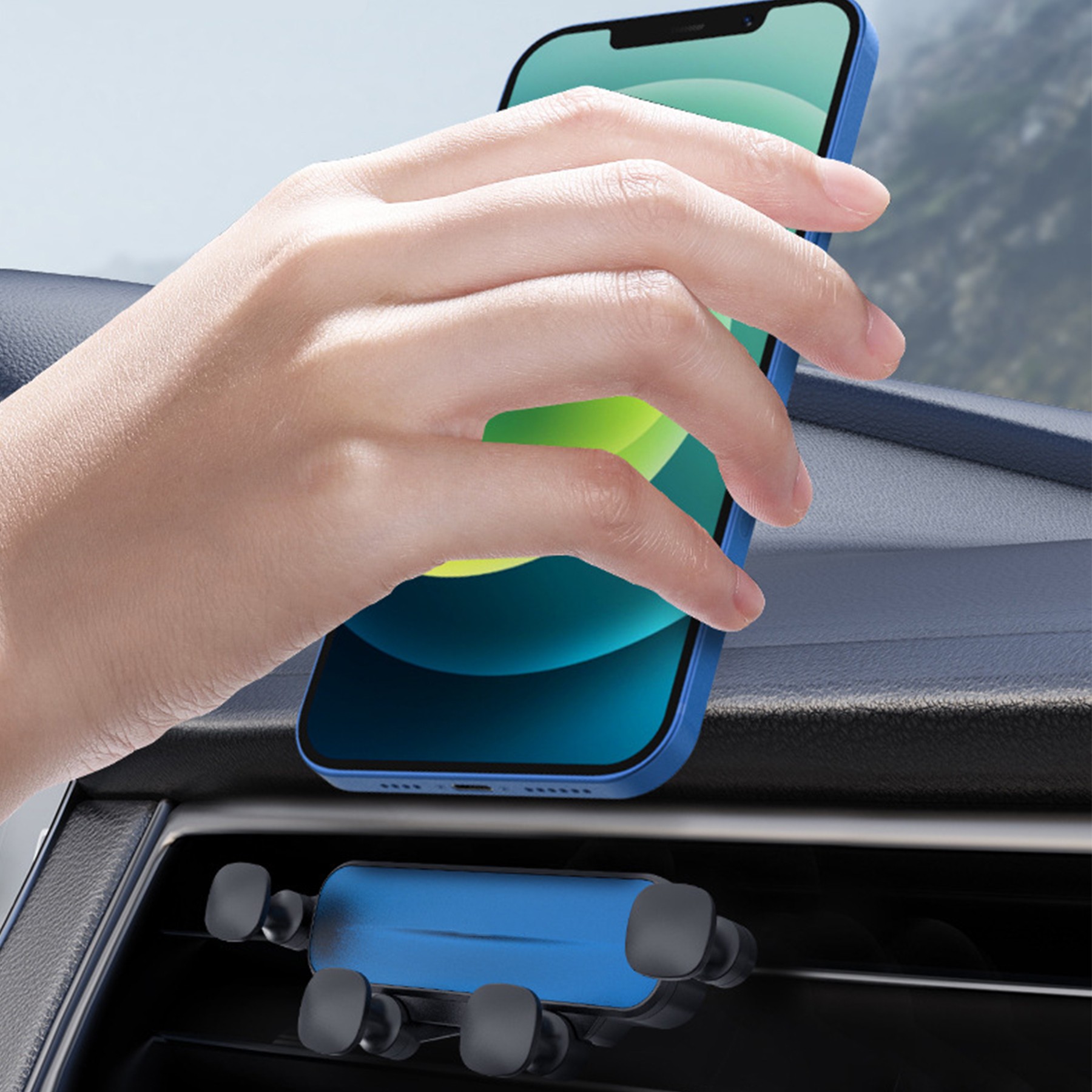 Sand Blasting Process Car Air Vent Stand Phone Holder 3