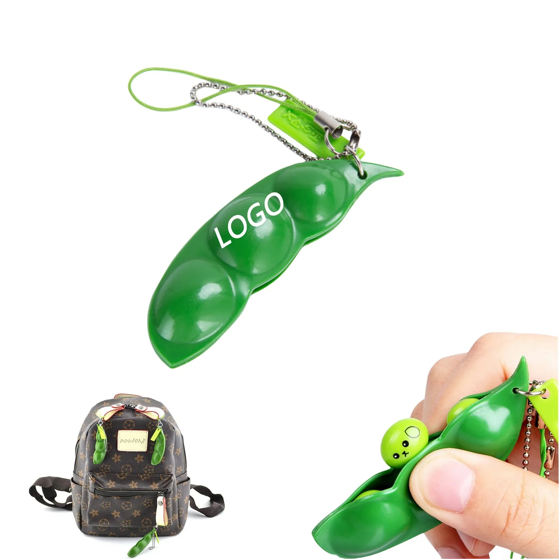 3Pcs Squeeze-A-Bean Edamame Keychain 2