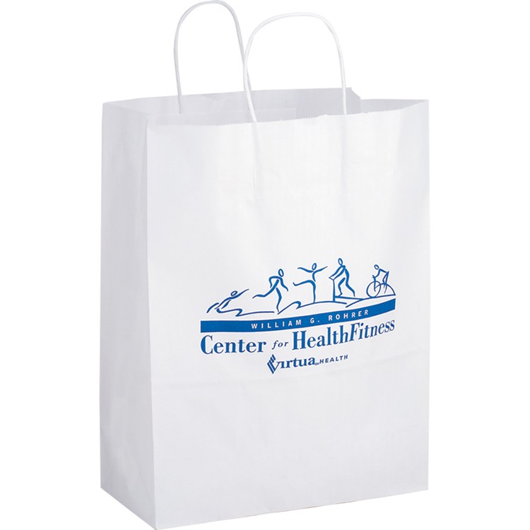 White Kraft Paper Shopper with Twisted Paper Handles 1
