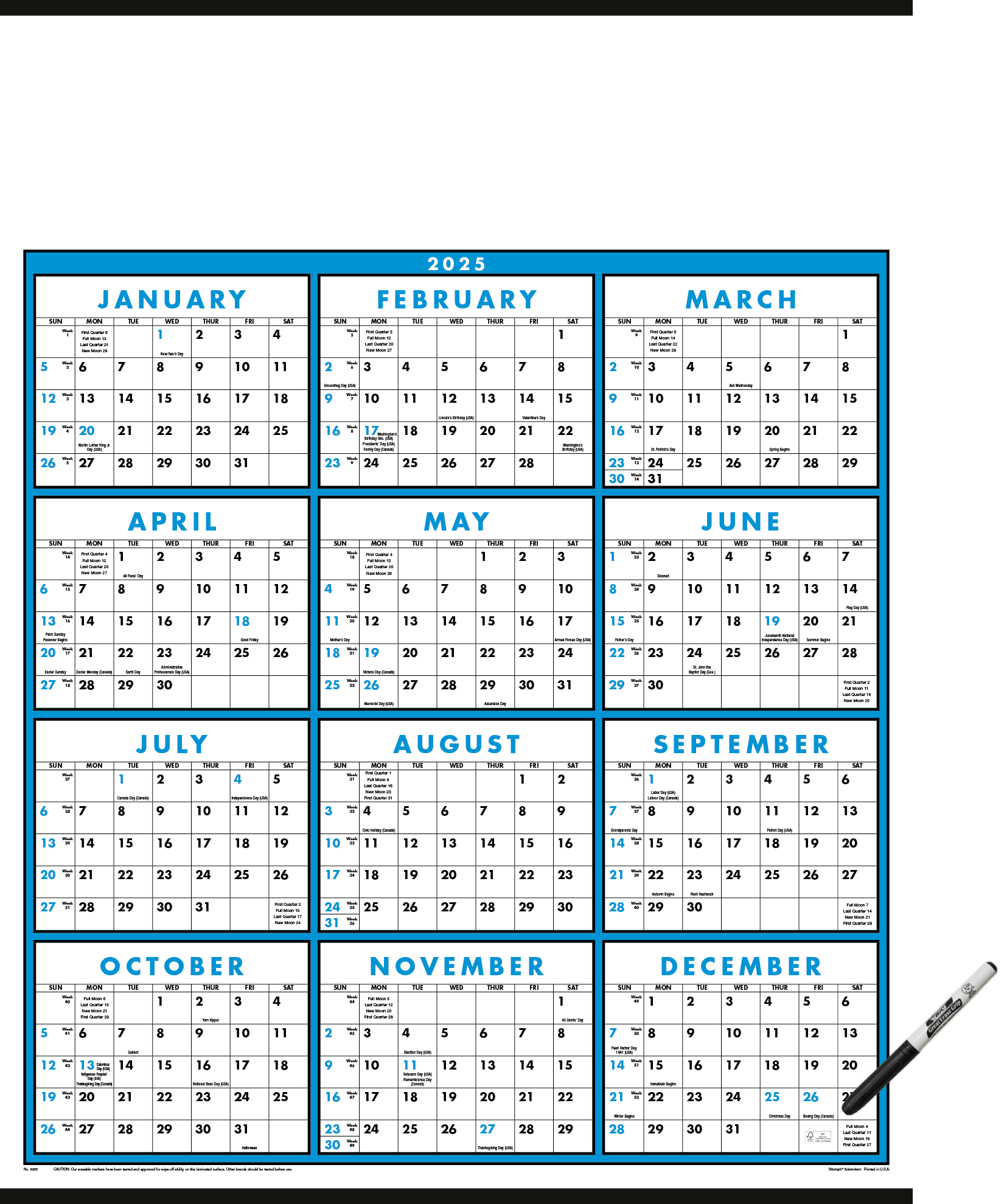 Triumph® Calendars Black & White Span-A-Year Non-Laminated Calendar