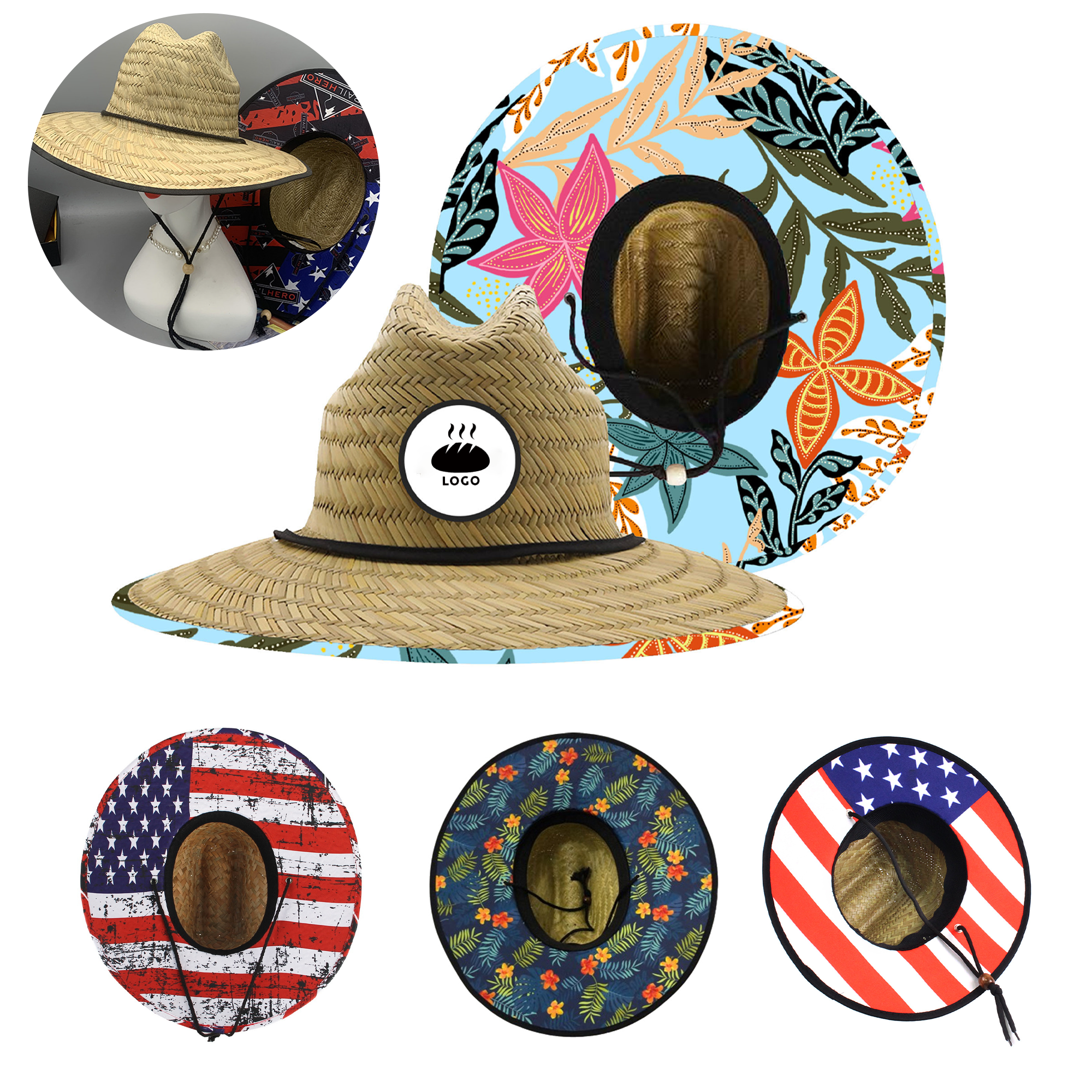 MOQ 50PCS Hand-knitted patch straw hat 2