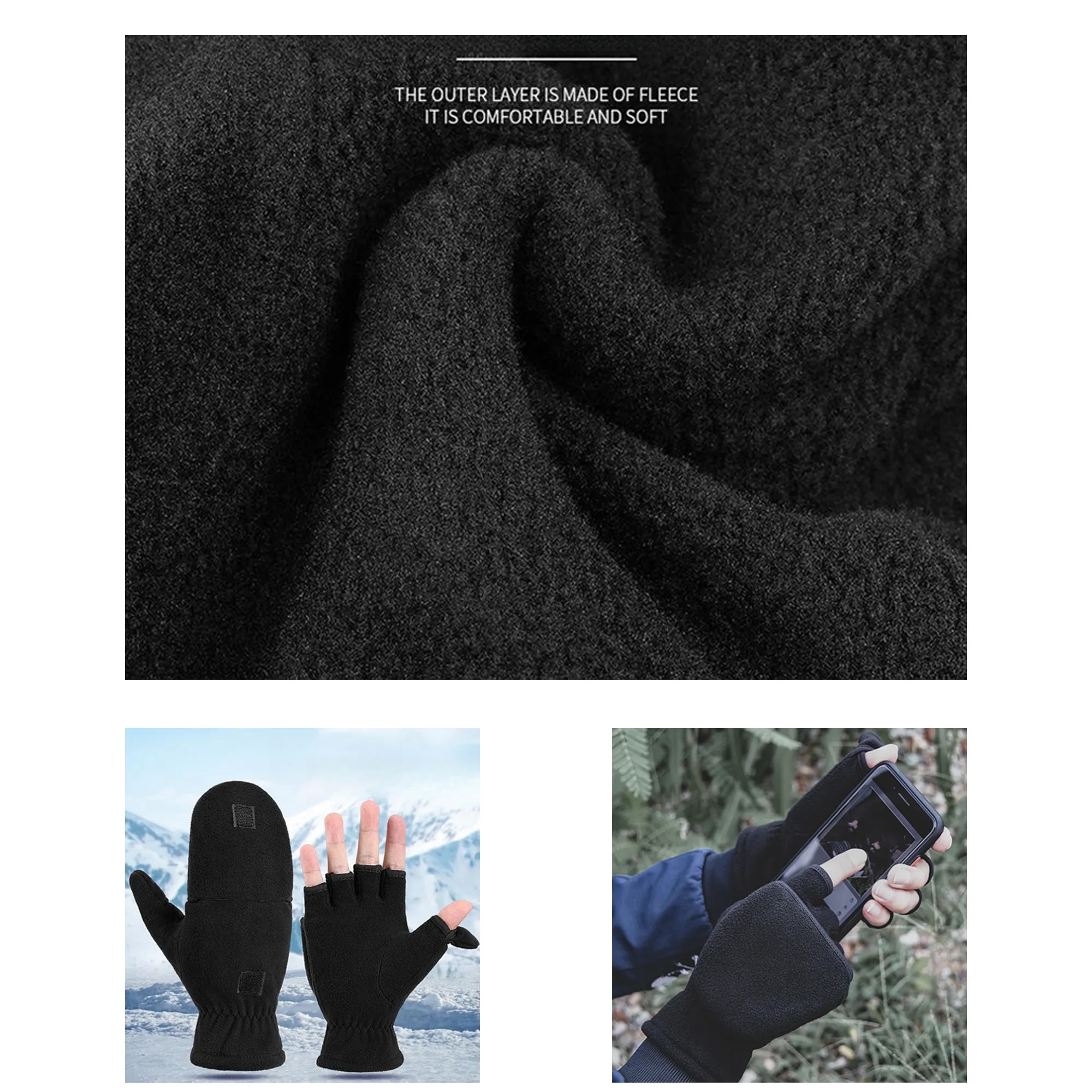 Autumn Winter Clamshell Fleece Gloves 2