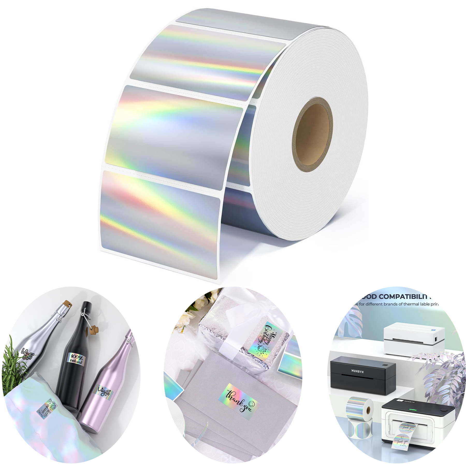 Holographic Silver Thermal Sticker Label 2