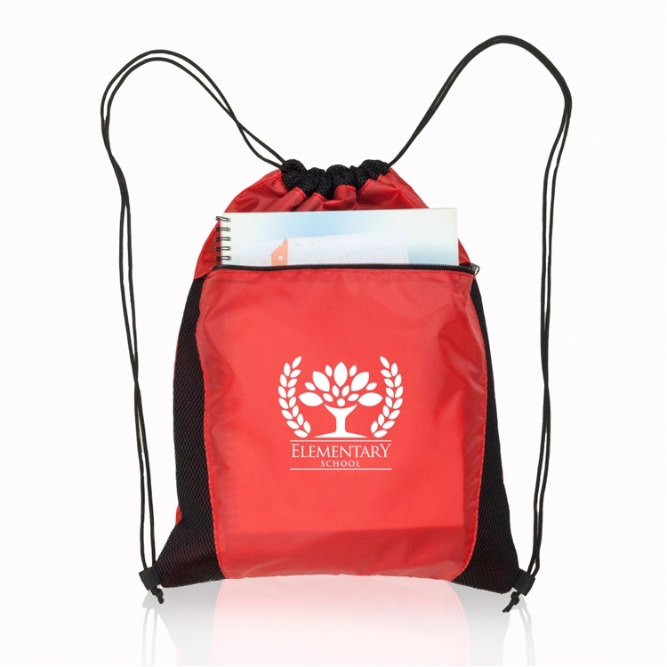 Drawstring Cinch Bag Backpack With Mesh Pocket 5