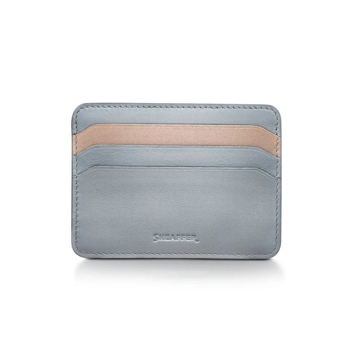 SHEAFFER® Executive Gift Set 100 9376 Blue and Pink Pearlised Gradient Ballpoint Pen with Genuine Leather Card Holder 4