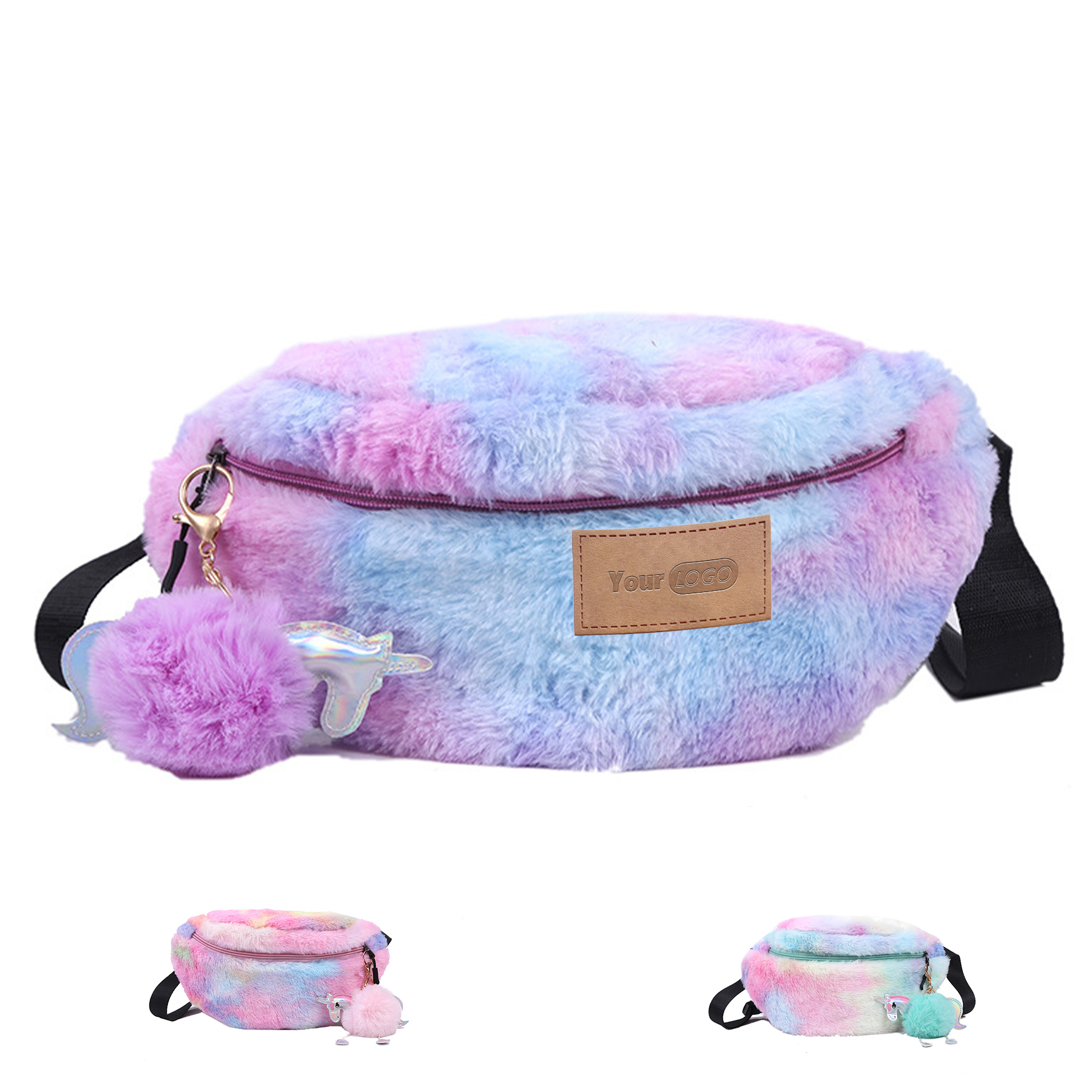 Cotton Stylish and versatile dyed plush belt bag 2