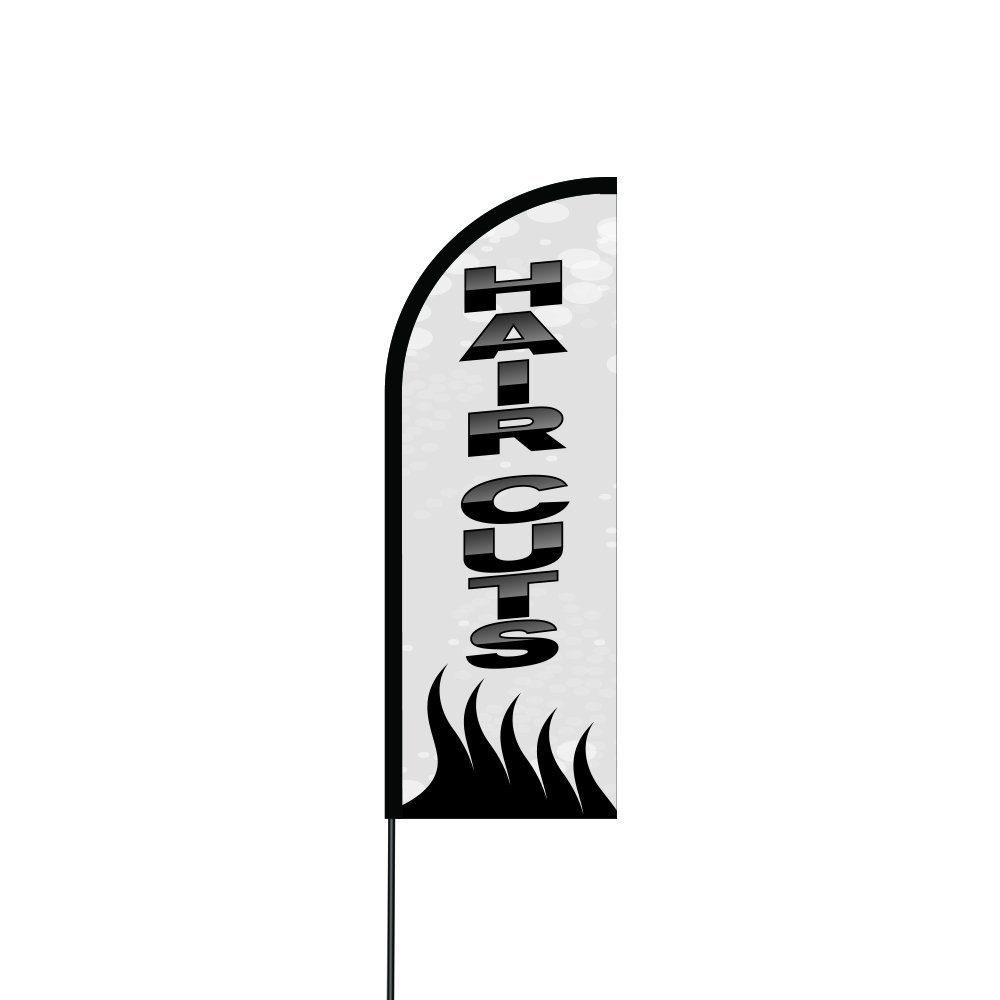 Haircuts Flag Kit Hardware 14' Feet Feather Flag Sign Outdoor Banner 2