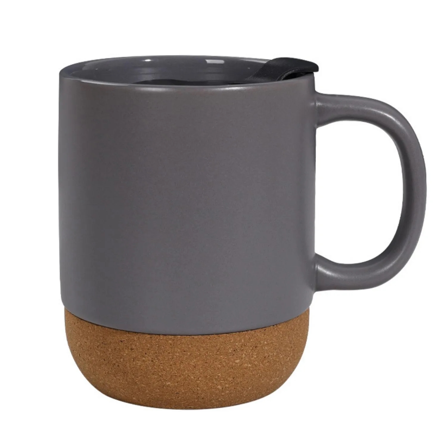 12oz Matte Cork Bottom Ceramic Coffee Mug With Lid 3