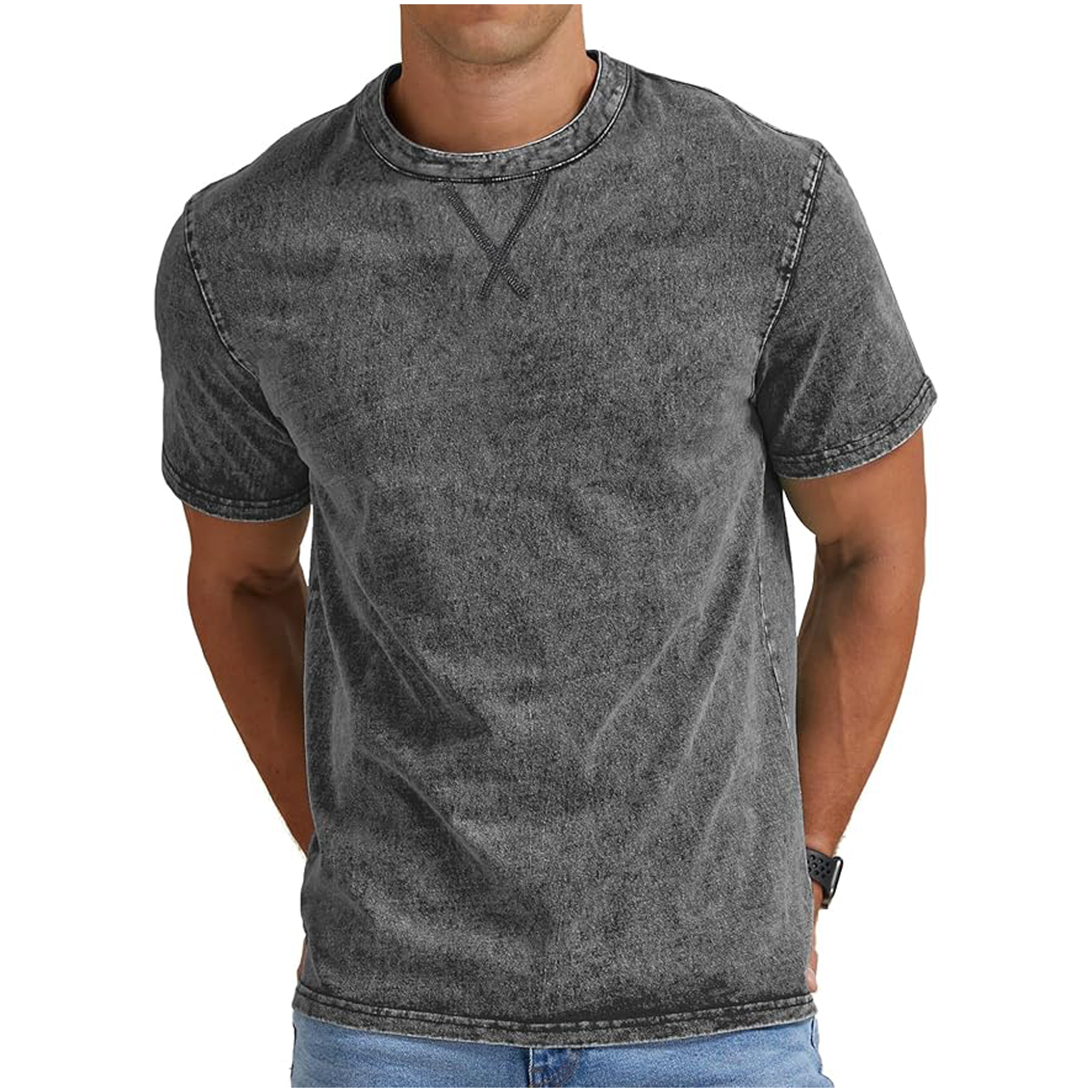 washed and distressed heavy cotton T-shirt 1