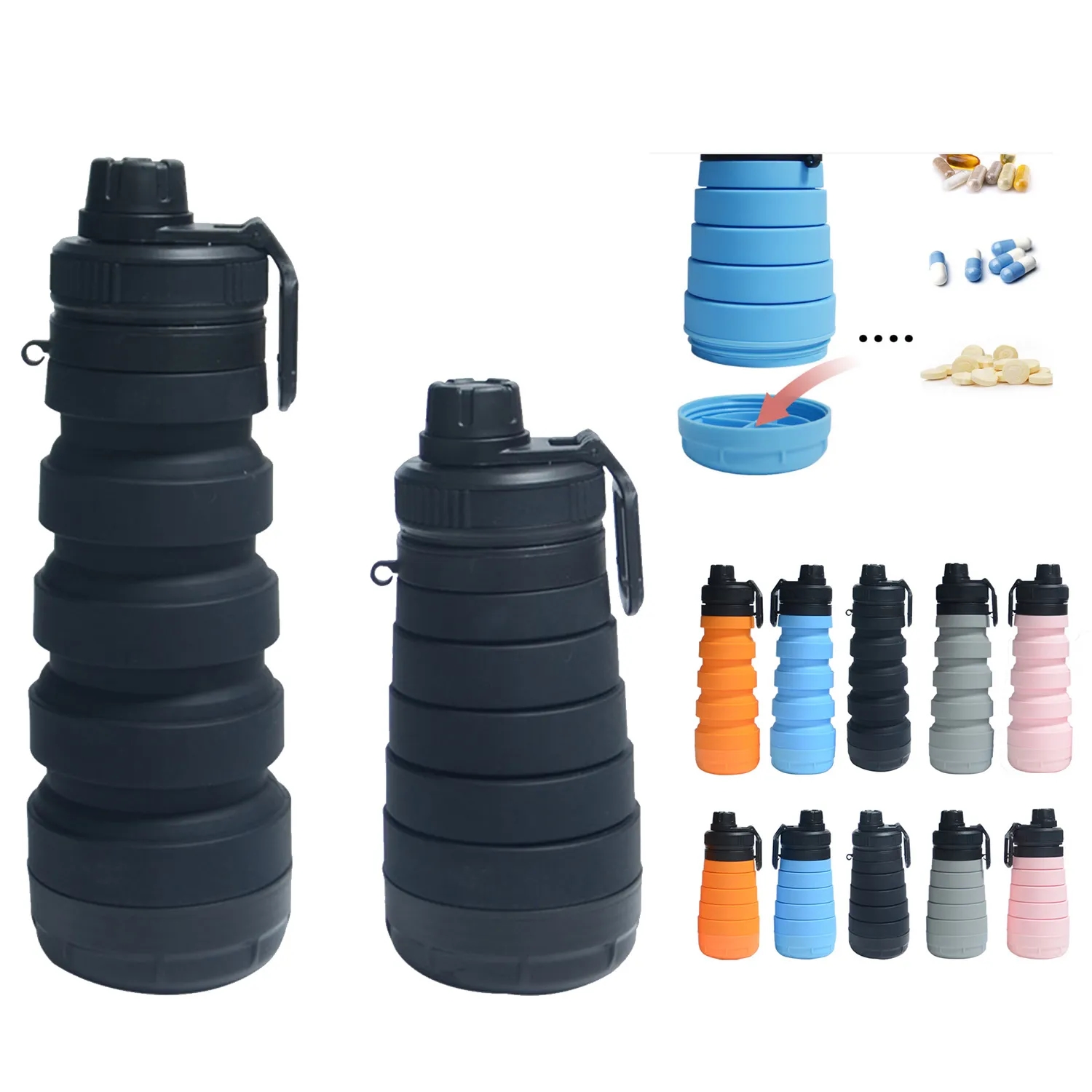25oz Foldable Silicone Water Bottle 1