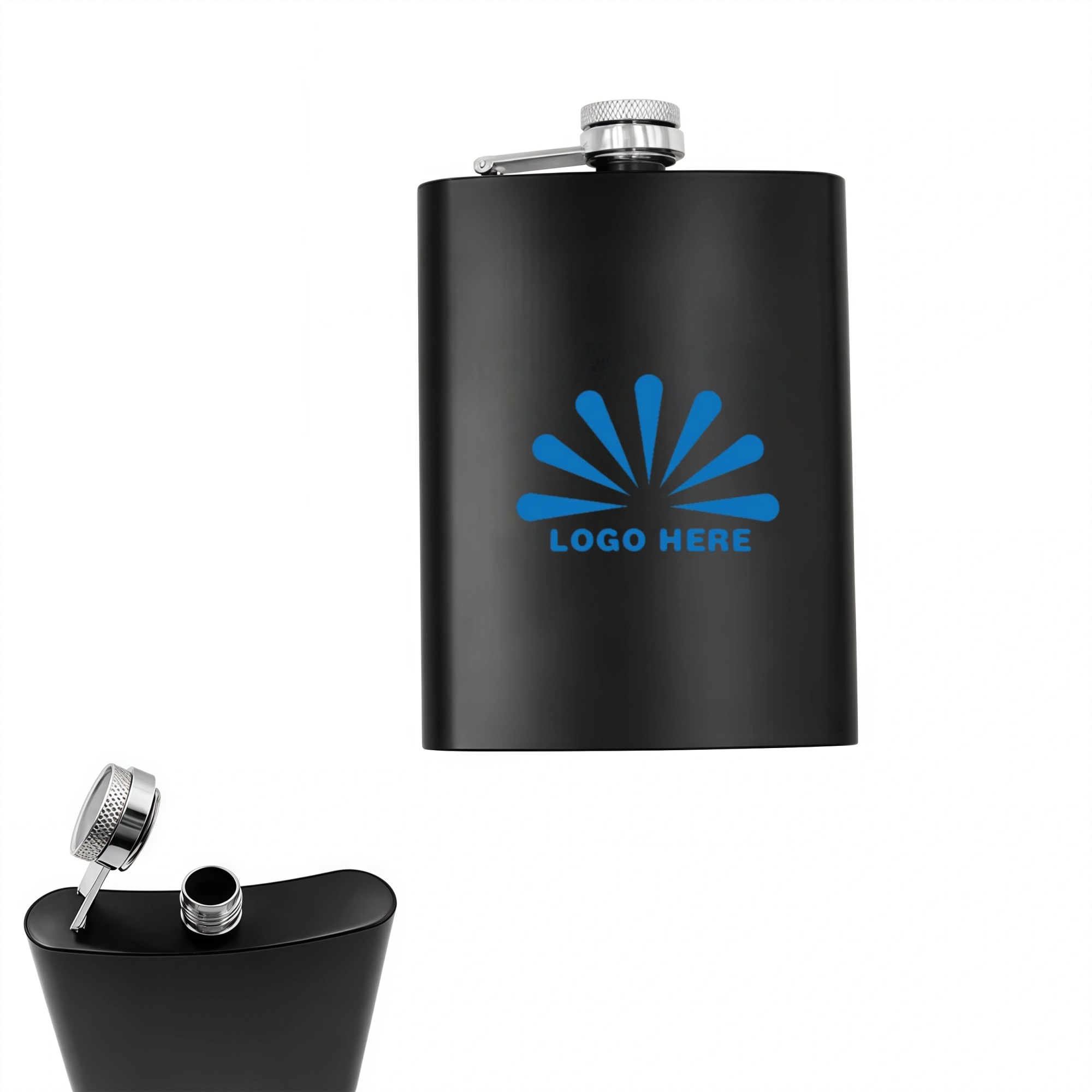 8oz Laser Engraved Stainless Steel Hip Flask, custom water bottle with logo imprint 2