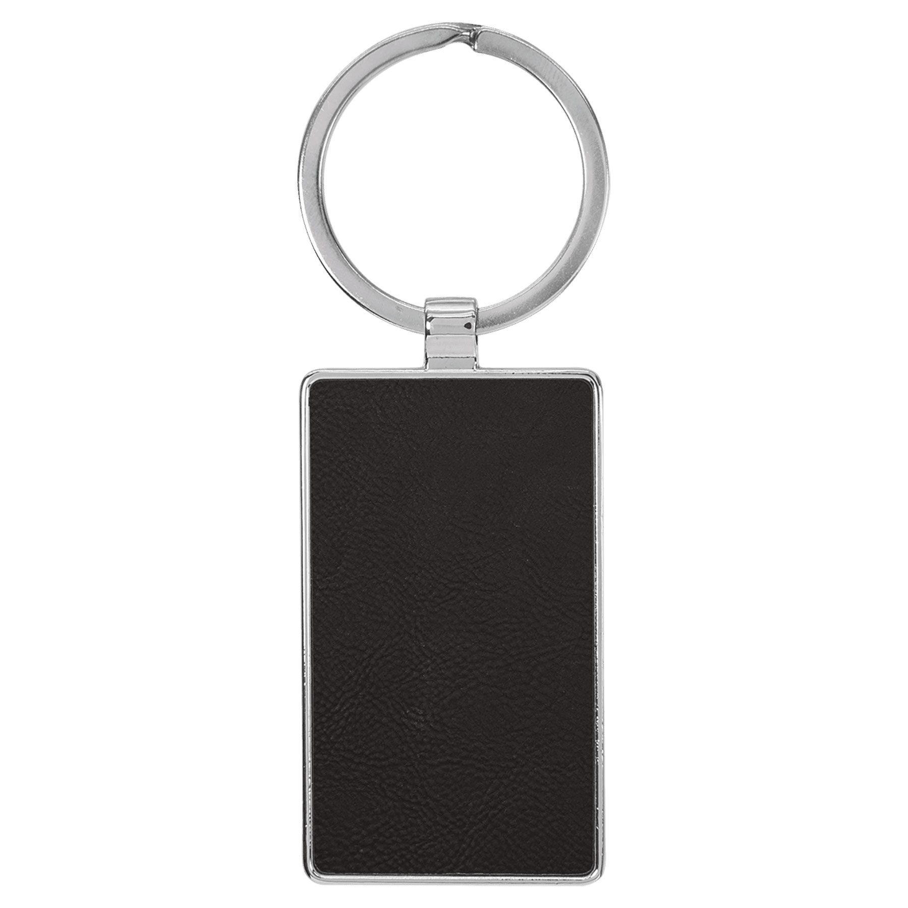 Black & Gold Leatherette/Metal Rectangle Keychain 2