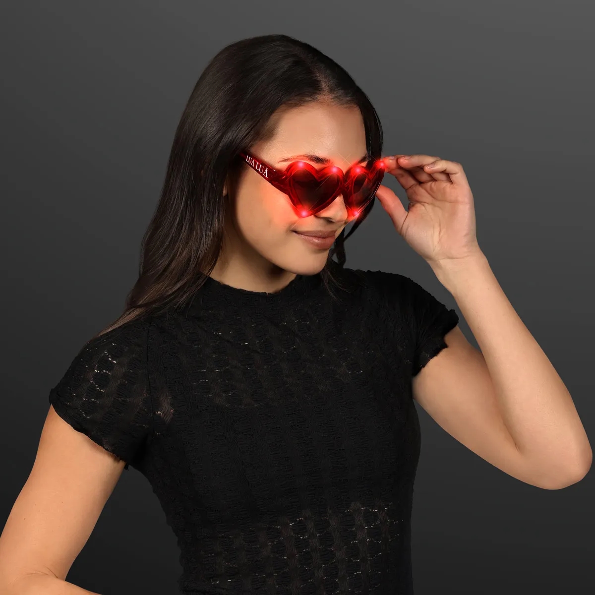 Flashing Heart Shaped Red Light Up Sunglasses 1