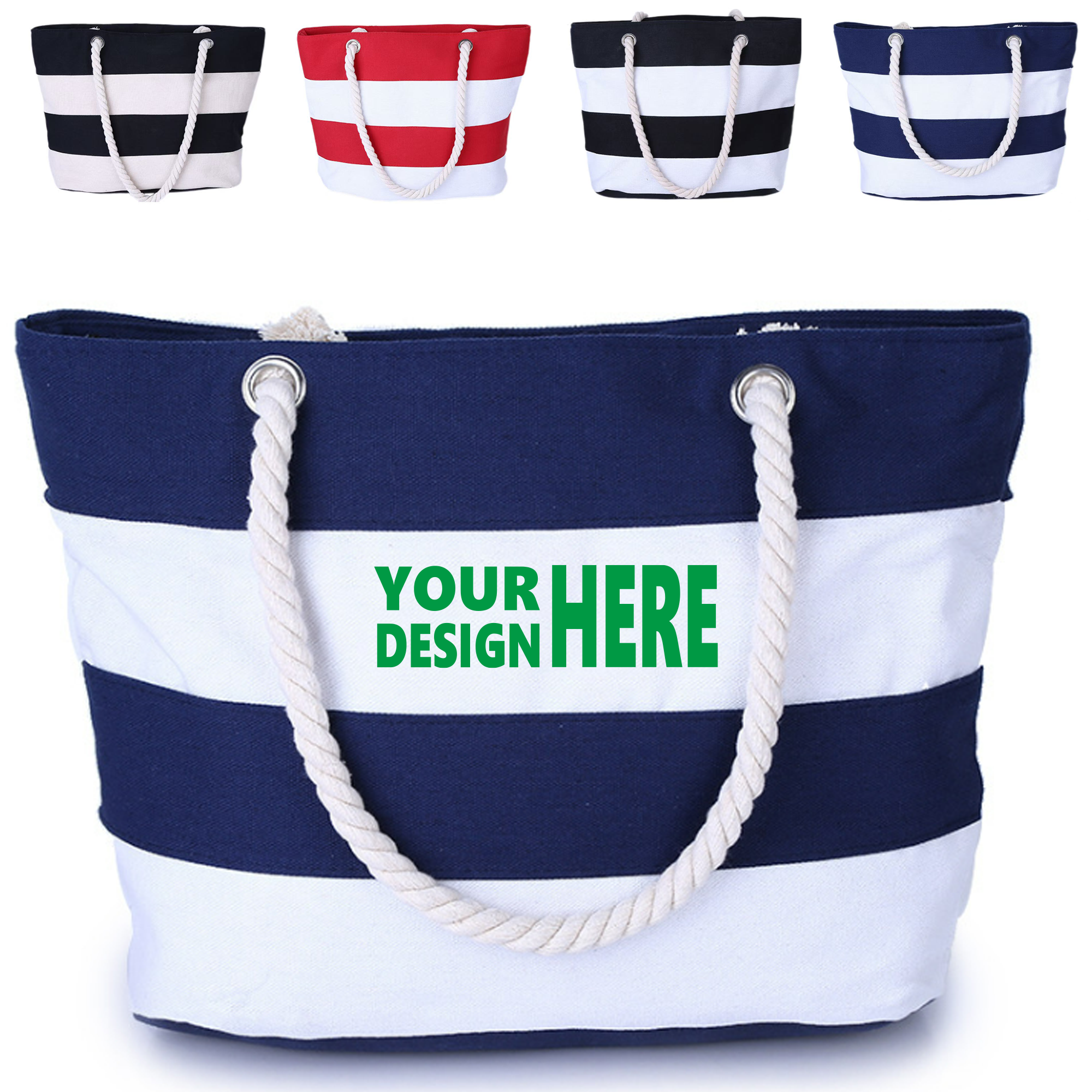 Striped Pattern Canvas Tote Bag, custom tote bag with logo imprint 2