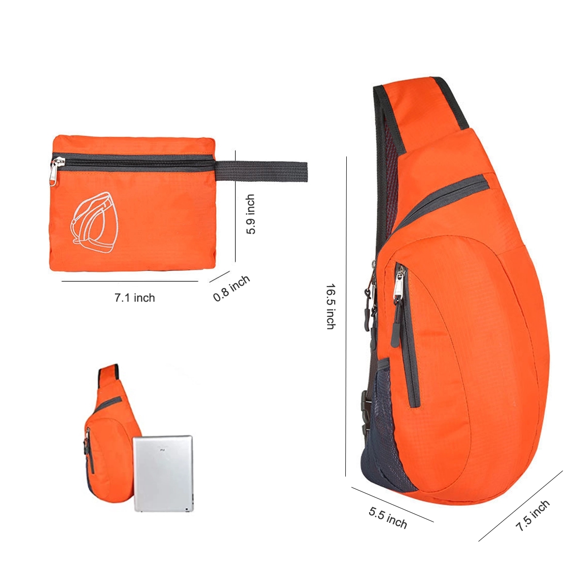 Men Women Foldable Sling Bags Shoulder Chest Backpack 3