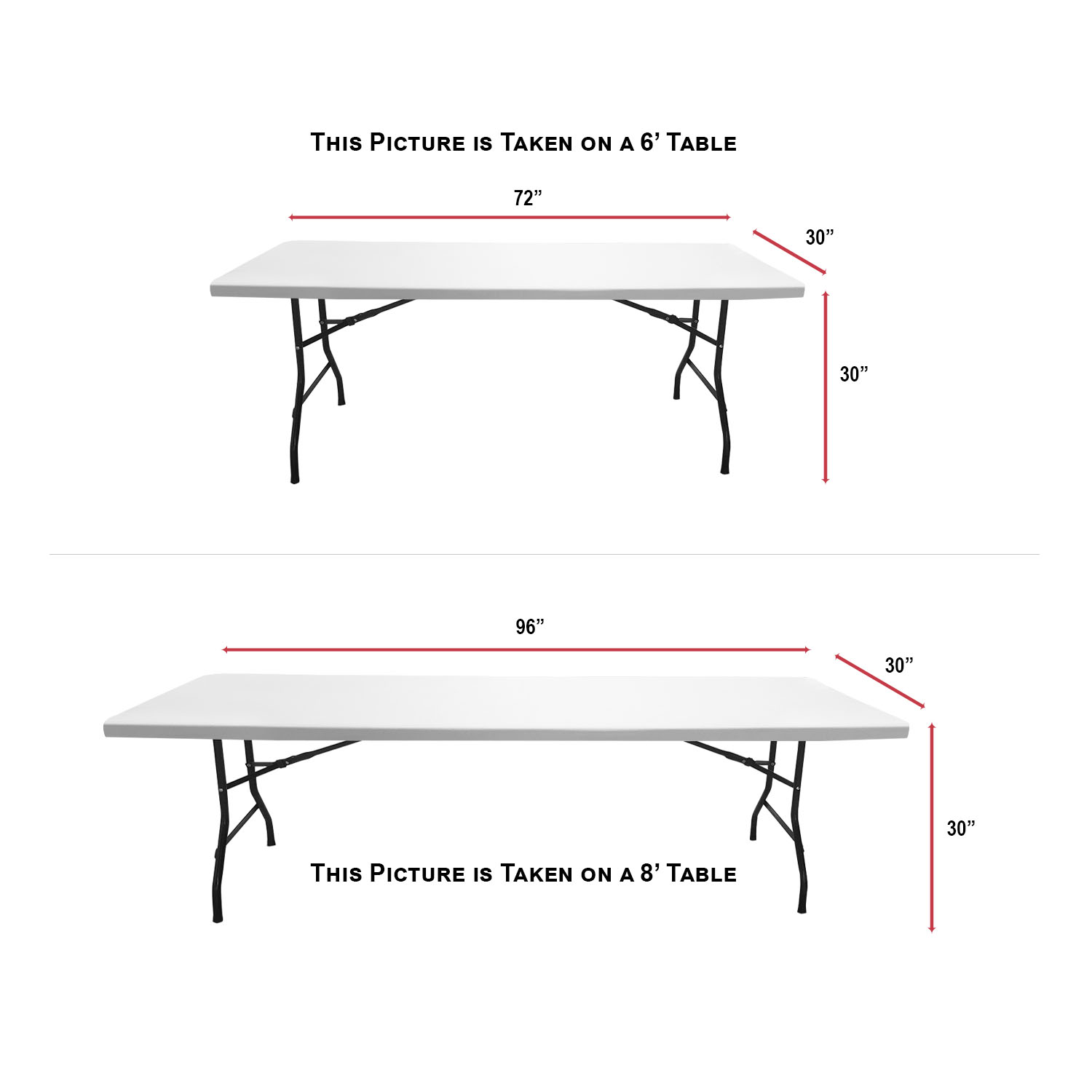 48 Hr Quick Ship - Sublimated Convertible Table Cloth, Converts from 8' to 6', Drape style, 4 sided 8