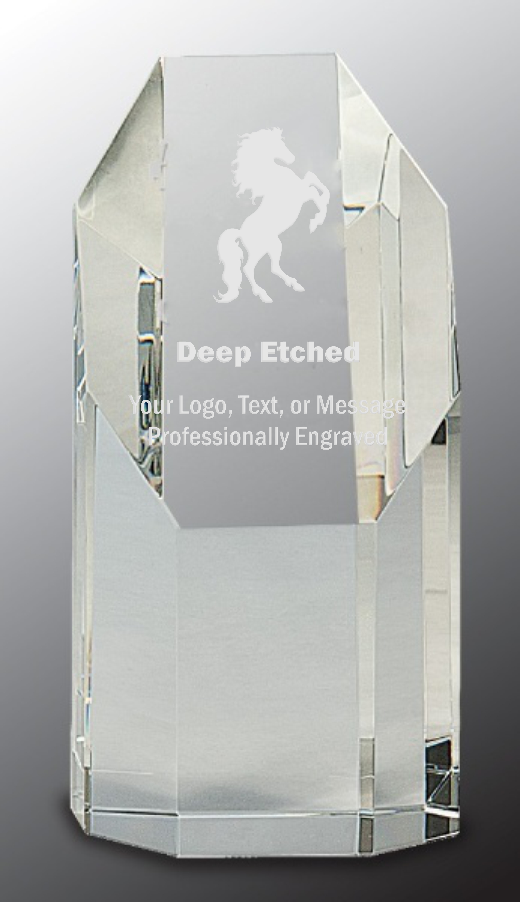 6 1/4" Clear Crystal Octagon Tower Award