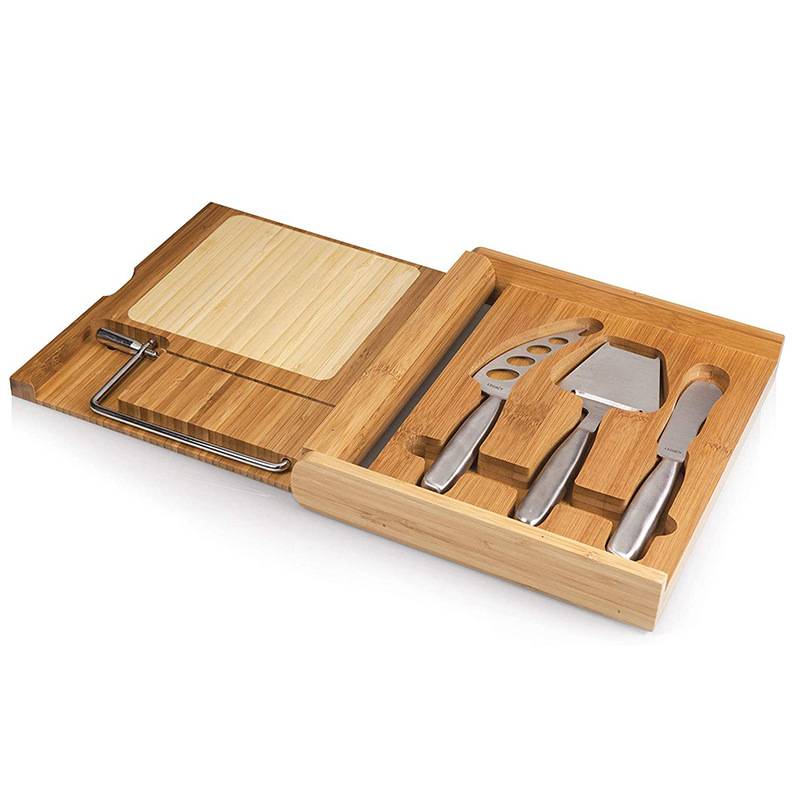 Stainless steel cheese knife set with wood case 1
