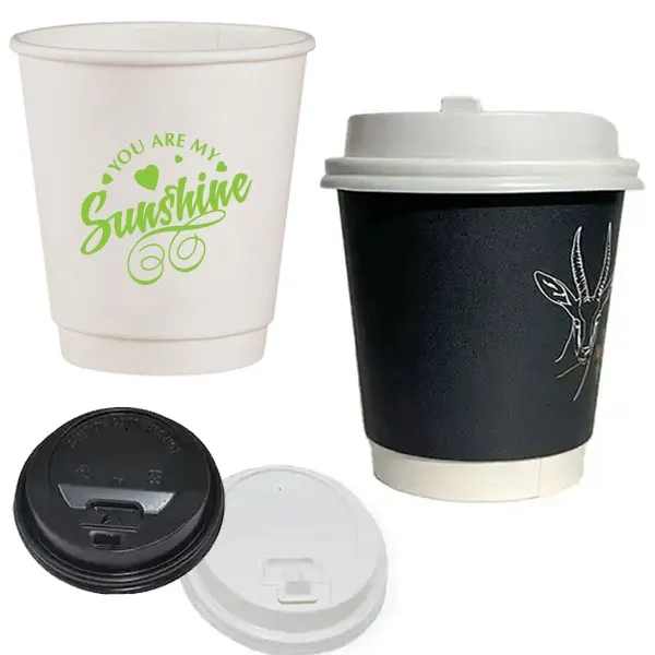10 oz. Insulated Double Wall Paper Coffee Cup With Lid 1