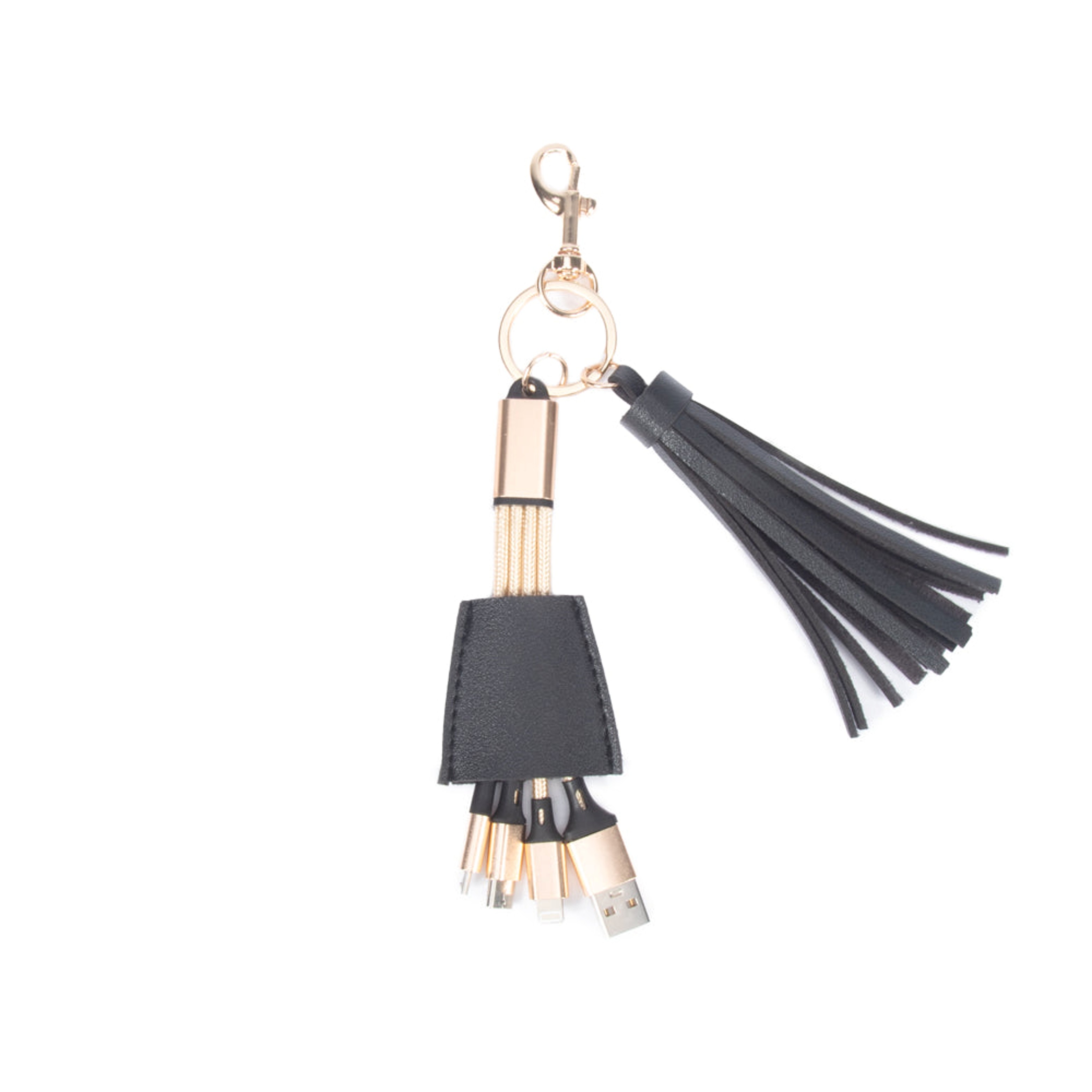 Vegan Leather Keychain with 4-in-1 Charging Cables 3
