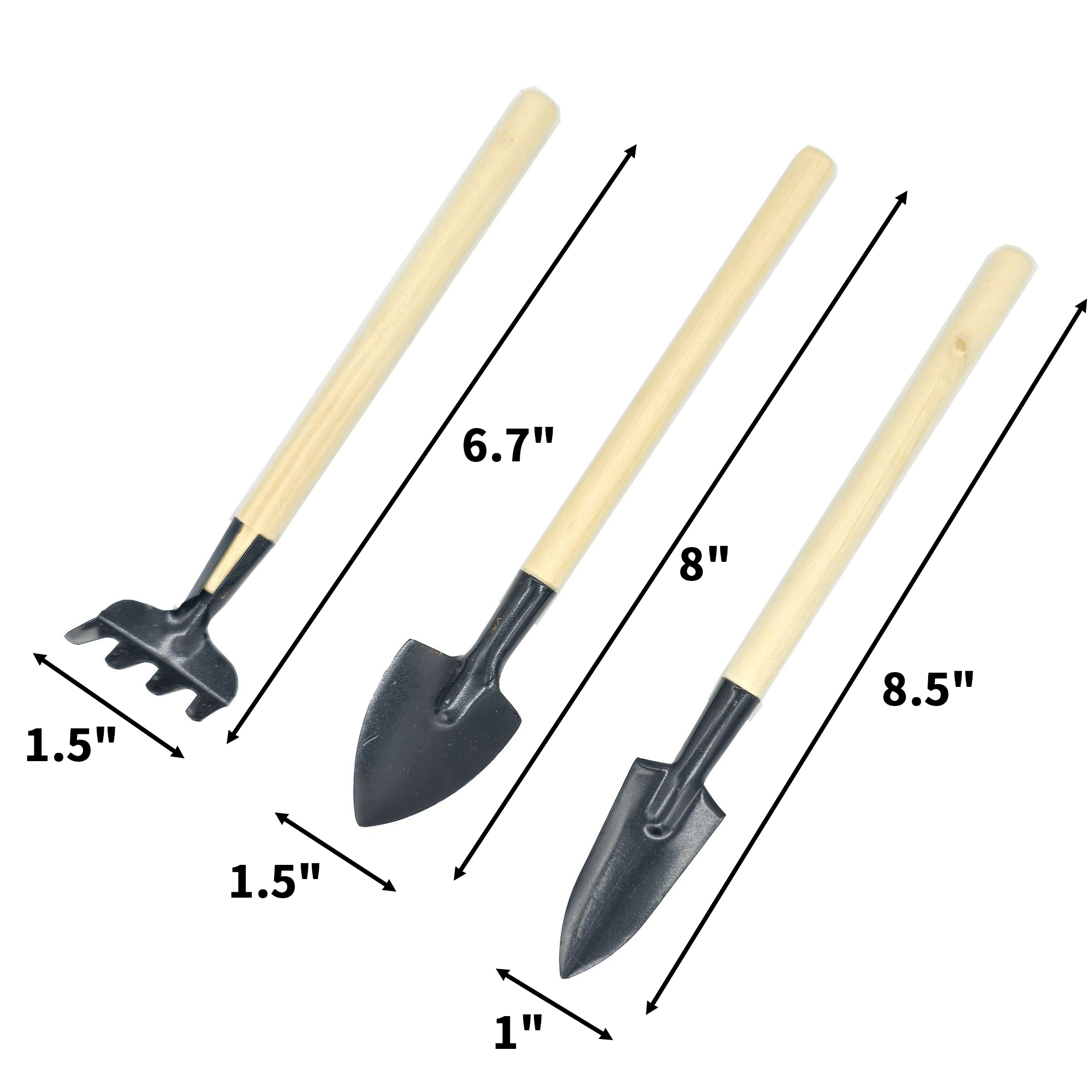 Three Piece Garden Tool Set With Wood Handle 3
