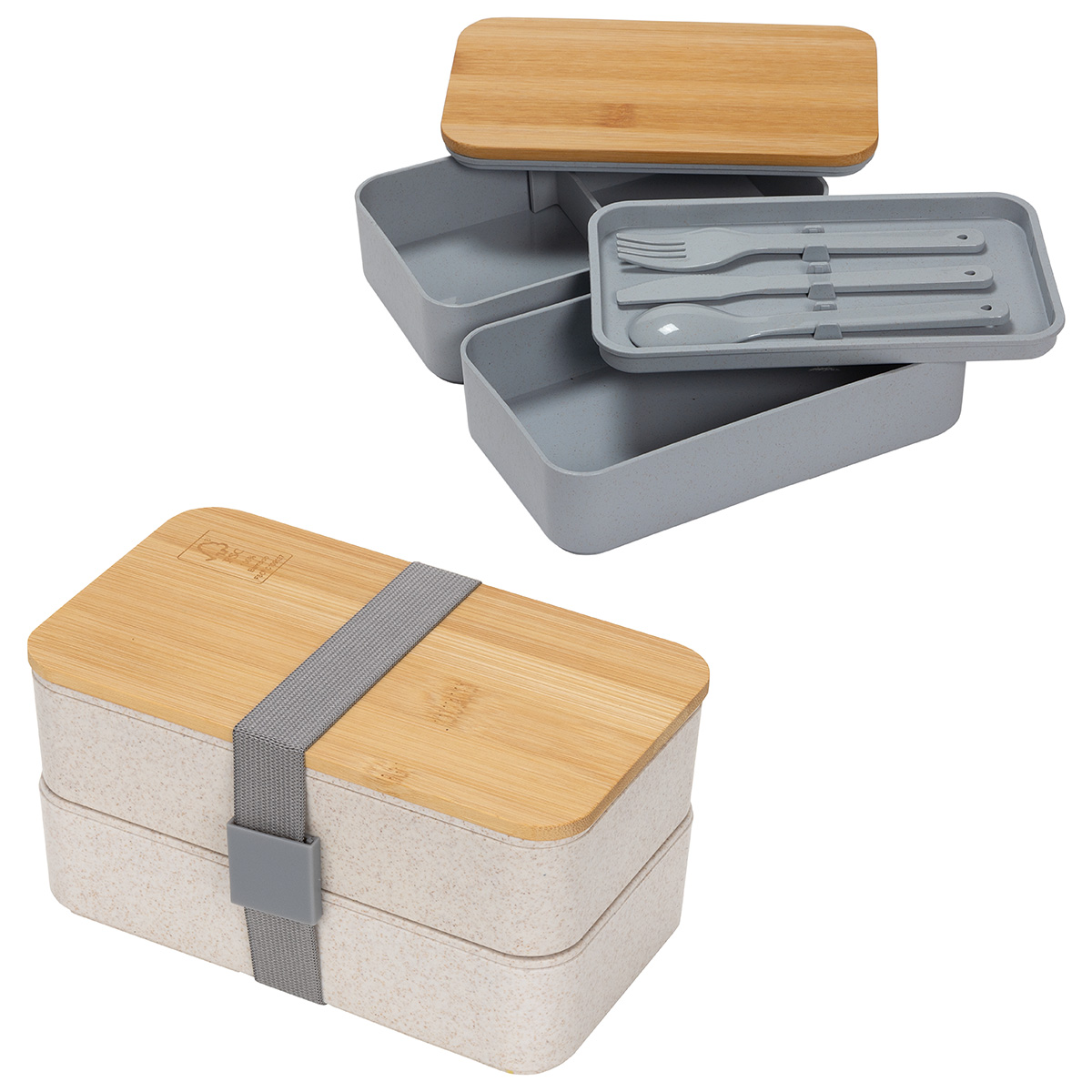 Double Decker Lunch Box with FSC® Bamboo Lid & Utensils 12