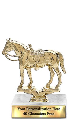 Trophy: 7", 2x3 white marble base, Quarter Horse G 1