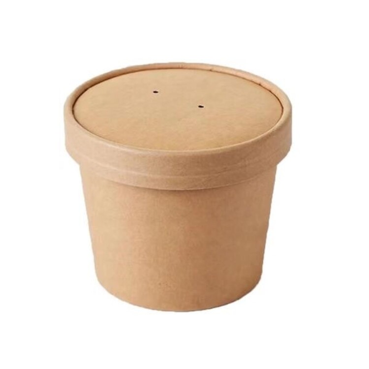 26OZ Kraft soup cup with lid 2