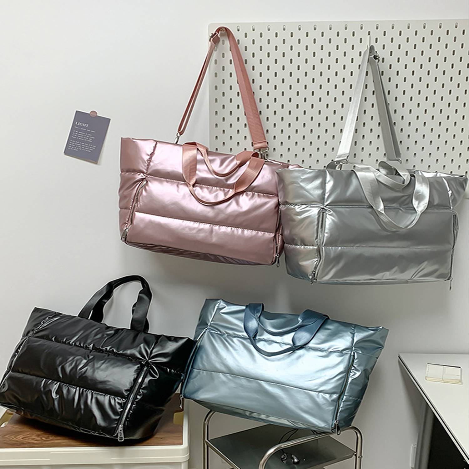 Women Large Quilted Puffer Tote Bag 5