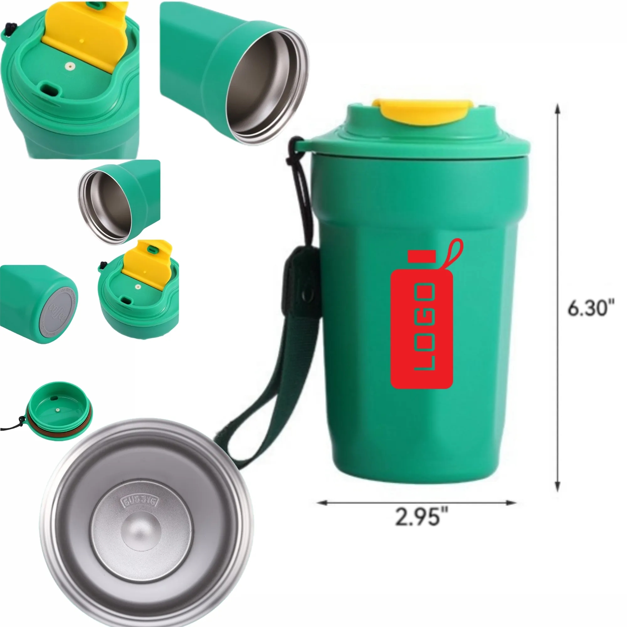 316 Stainless Steel Octagonal Portable Coffee Cup 6