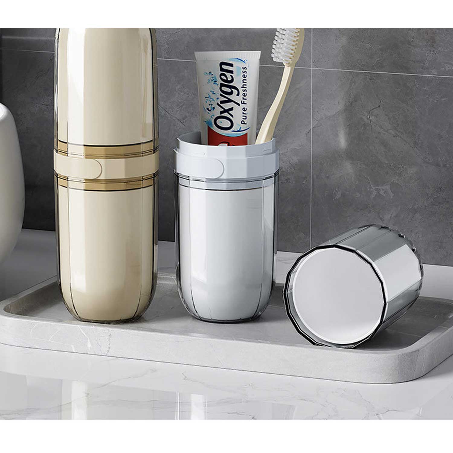 Portable & Stylish Travel Toothbrush Cup Set 1
