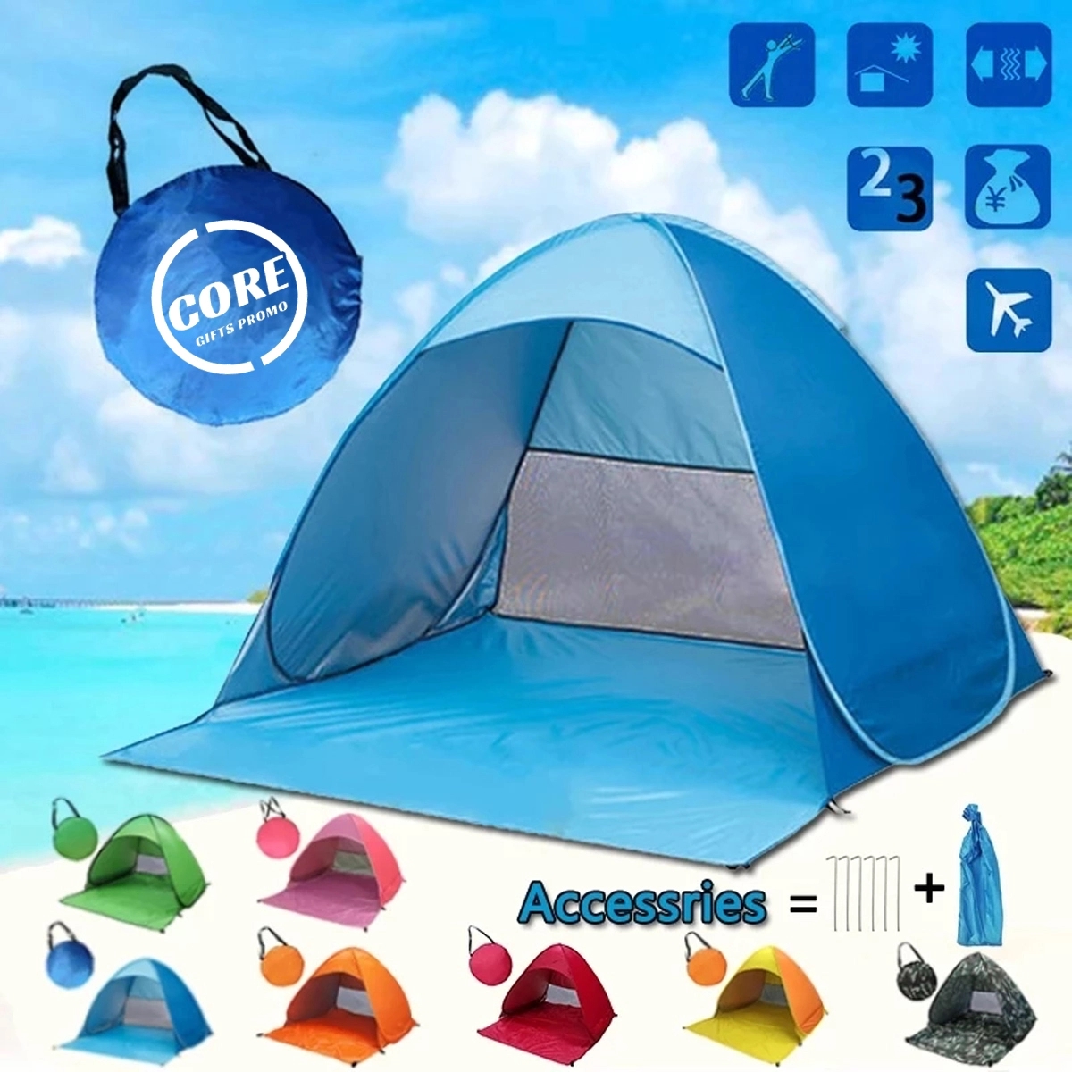Automatic Pop Up Beach Tent For 1-3 Person 1