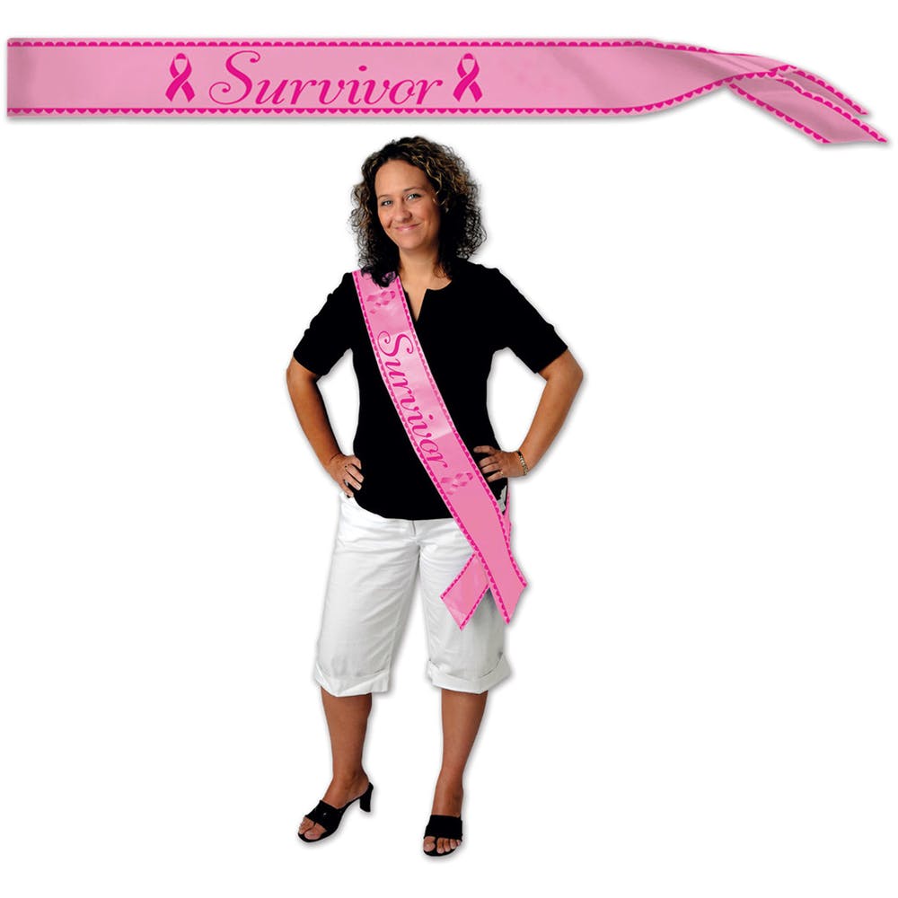 Breast Cancer Survivor Satin Sashes - Pink 33" x 4" 1