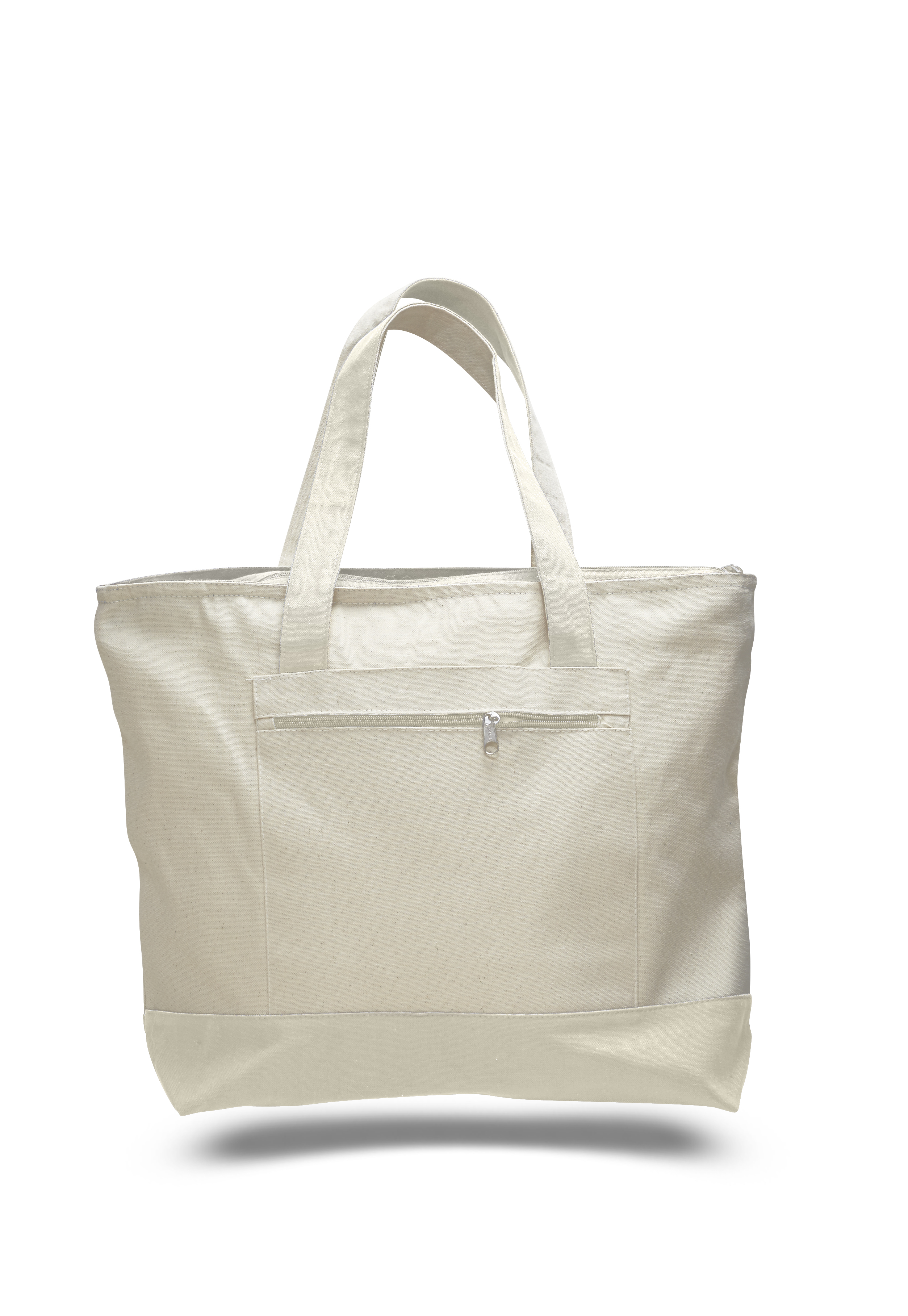 Heavy 12 oz. Cotton Canvas Zipper Tote - Natural, custom tote bag with logo imprint 2