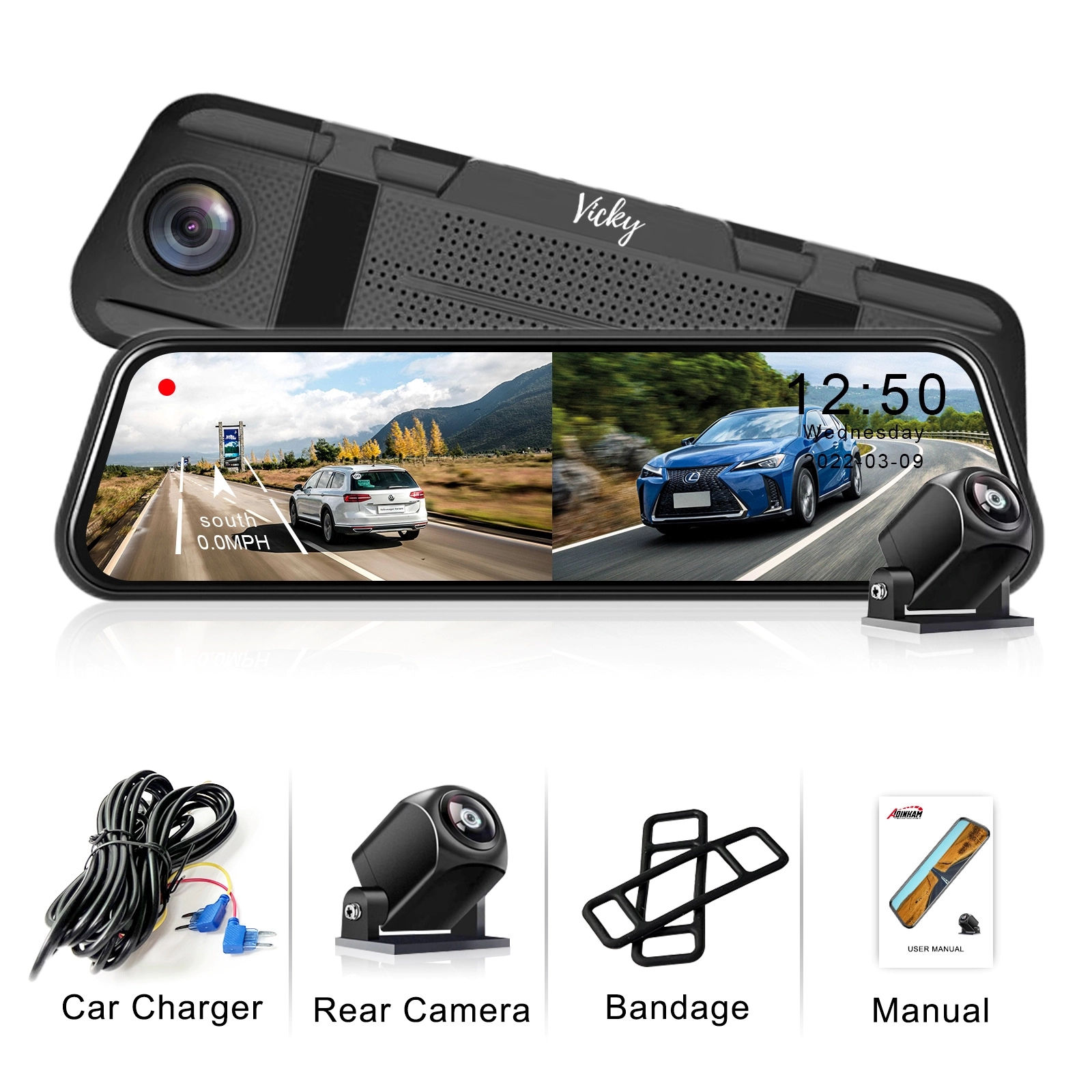 4K Mirror Dash 1080P Car Camera With Hd Screen Wide 1