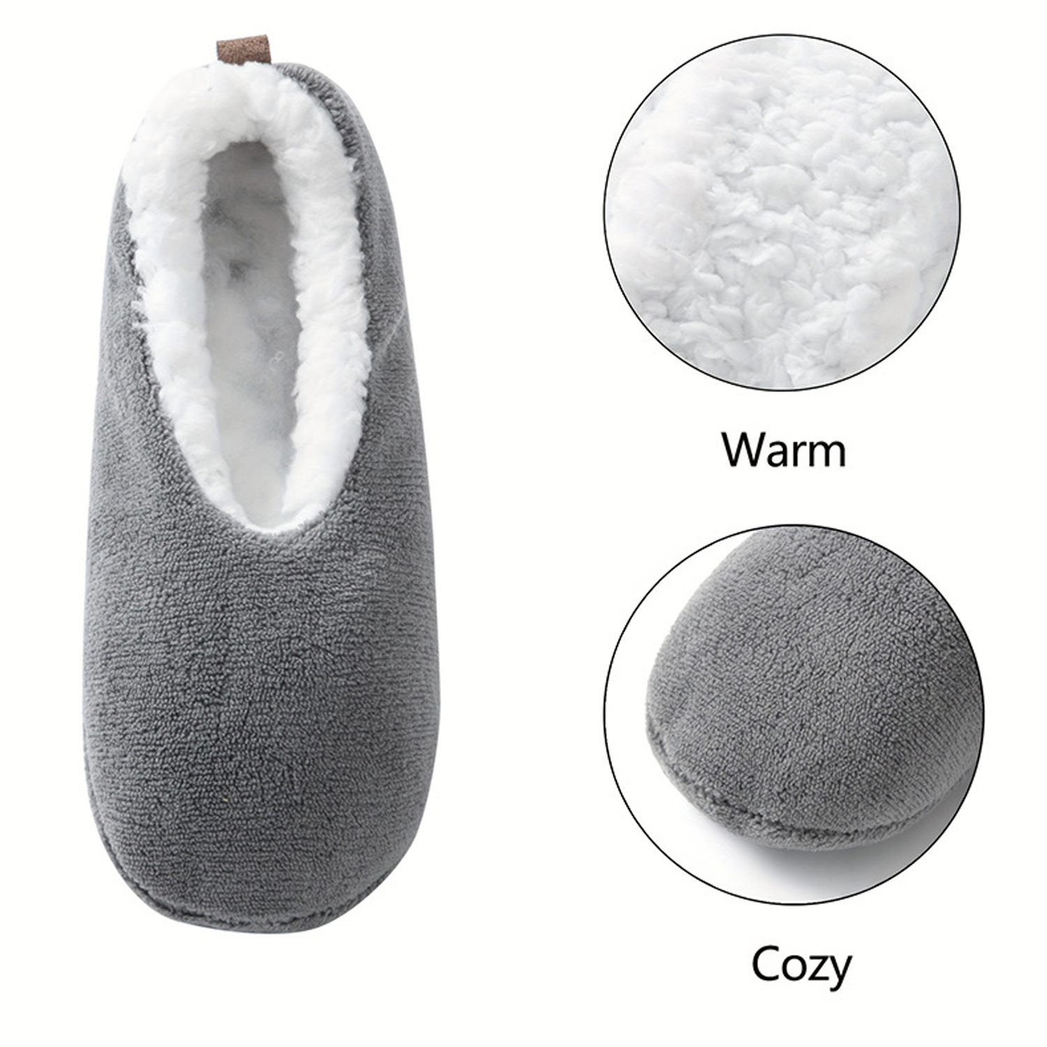 Adult Polyester Fleece Lined Non-Slip Indoor Slipper Socks 6