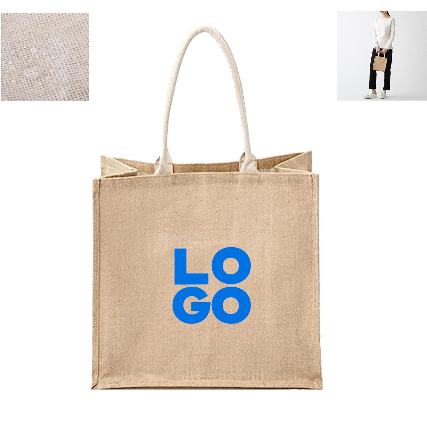 A6 Natural Jute/Burlap Tote Beach Bags