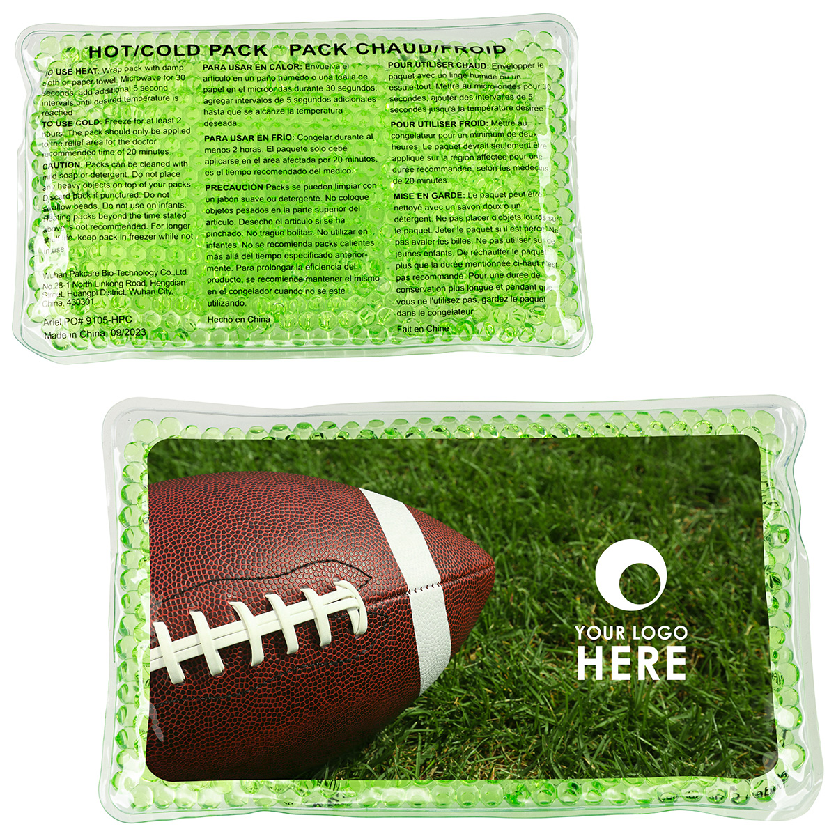 Football Large Rectangle Aqua Pearls™ Hot/Cold Pack