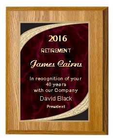 7" x 9" Oak Finish Plaque with a Red Majestic Plate 2